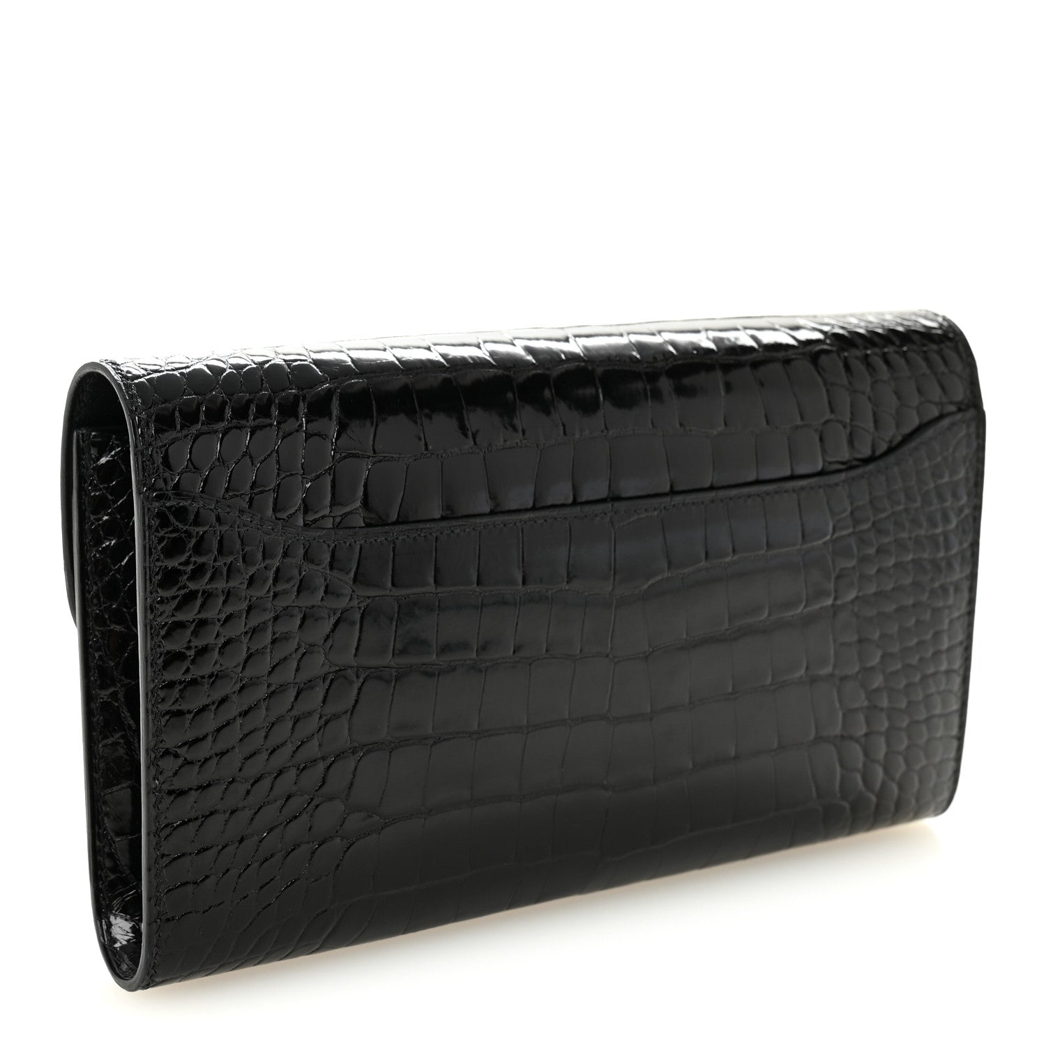Shiny Alligator Monochrome Constance Long Wallet Black