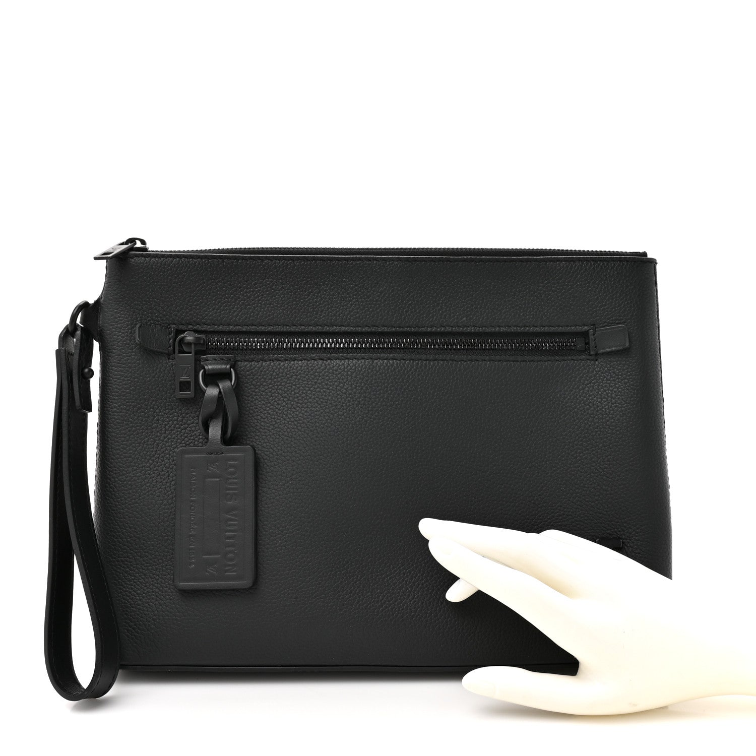 Grained Calfskin Aerogram Takeoff Pouch Black
