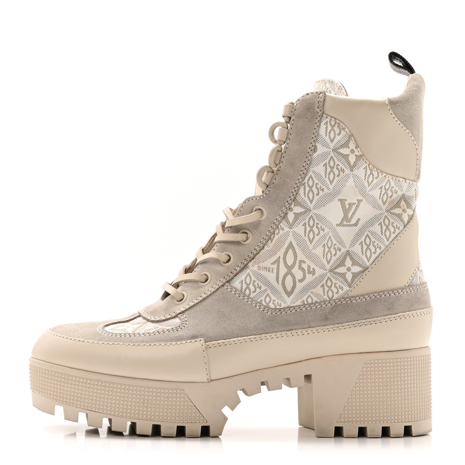 Suede Calfskin Jacquard Since 1854 Laureate Platform Desert Boots 37.5 Beige