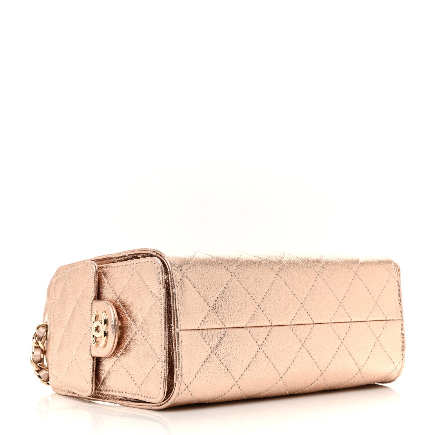 Metallic Caviar Quilted Mini Chanel 25 Handbag Copper