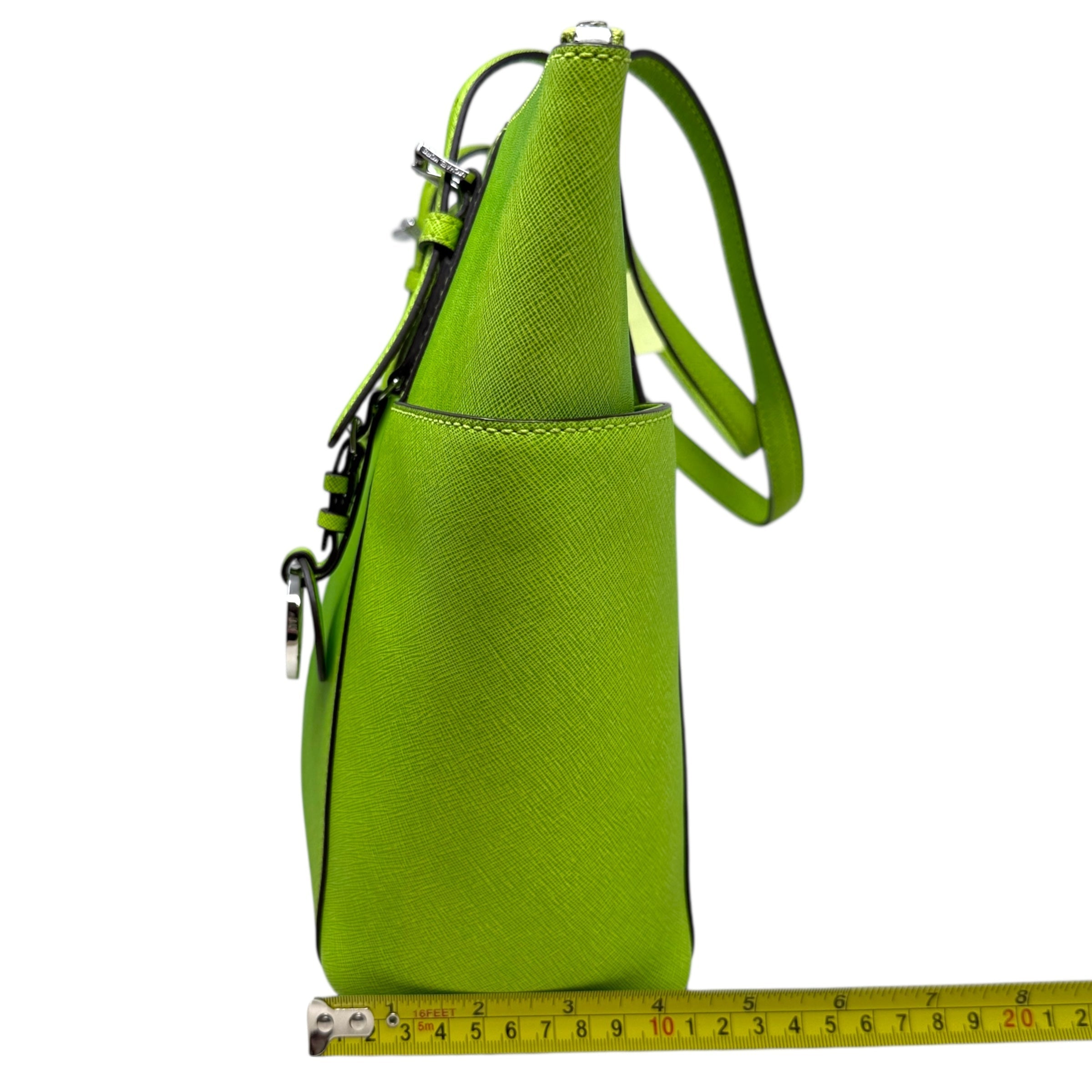 Jet Set East West Top-Zip Saffiano Leather Tote In Pear Designer By Michael Kors, Size: Medium
