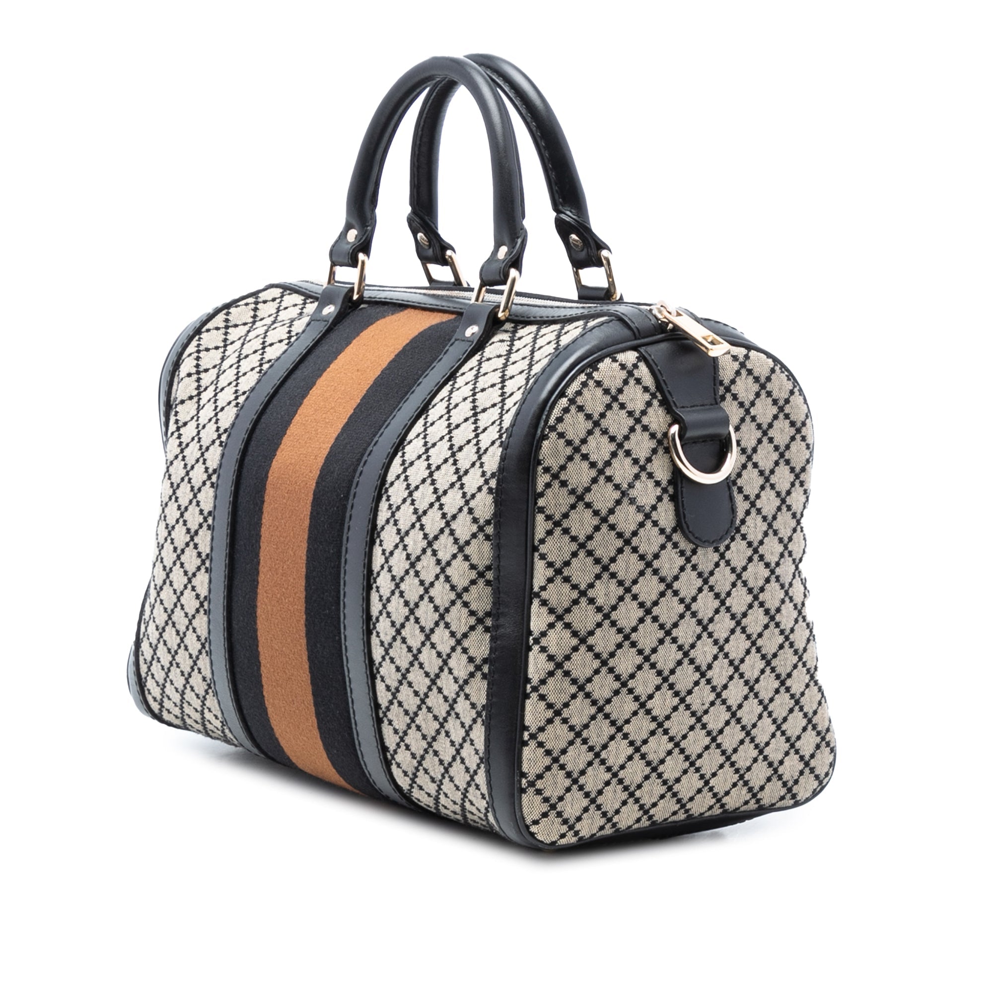 Vintage Web Boston Bag Diamante Canvas Medium