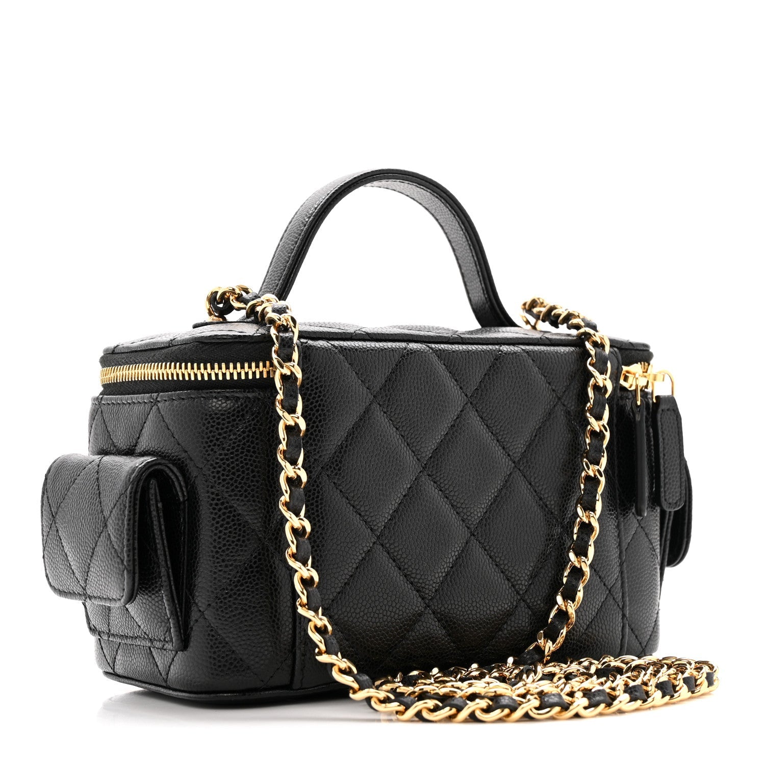 Caviar Quilted Polly Pocket East West Top Vanity With Chain Black