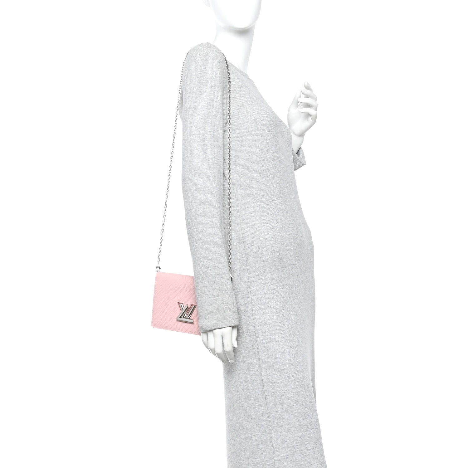 Epi Twist Belt Chain Wallet Rose Ballerine
