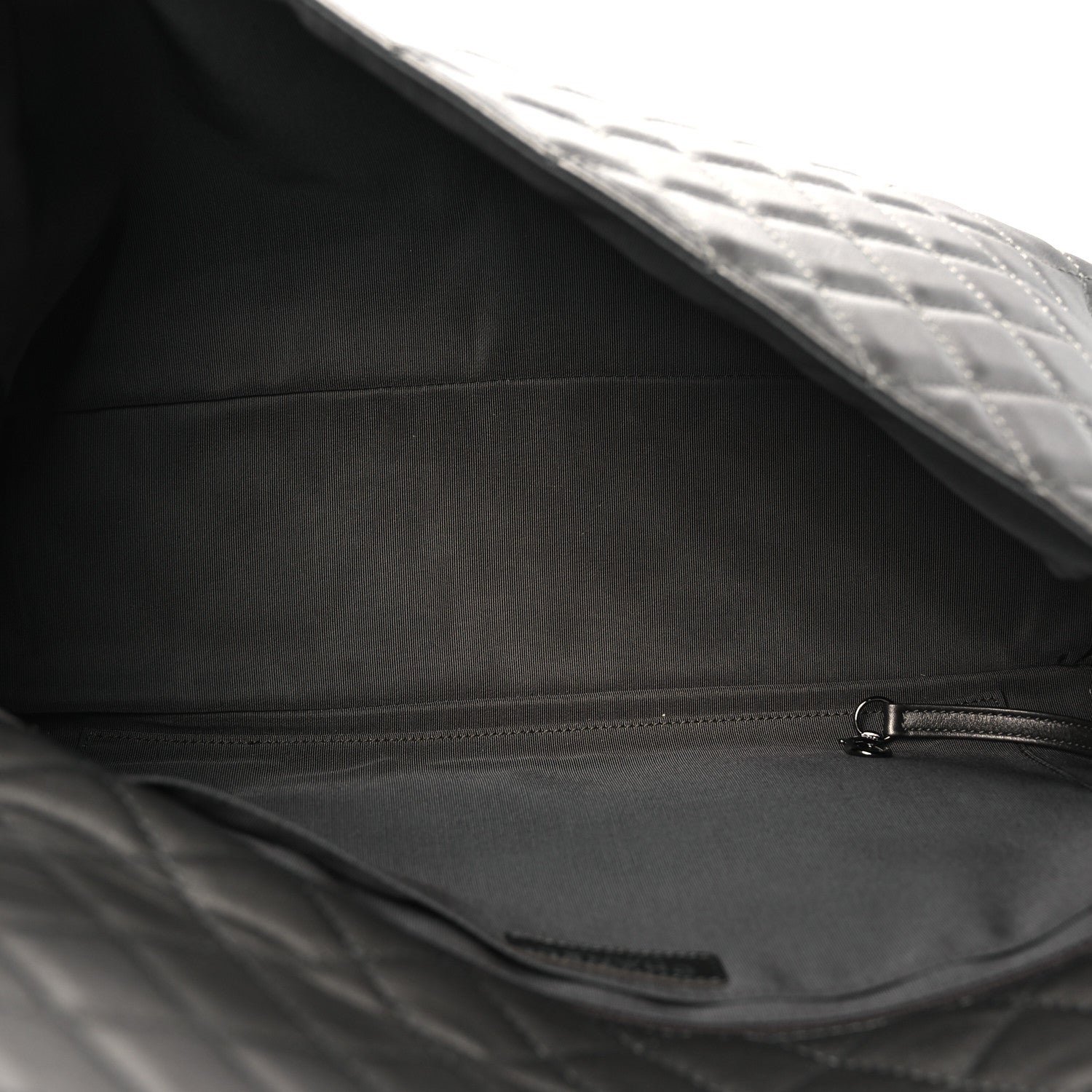 Metallic Lambskin Quilted XXL Travel Flap Bag  Dark Grey