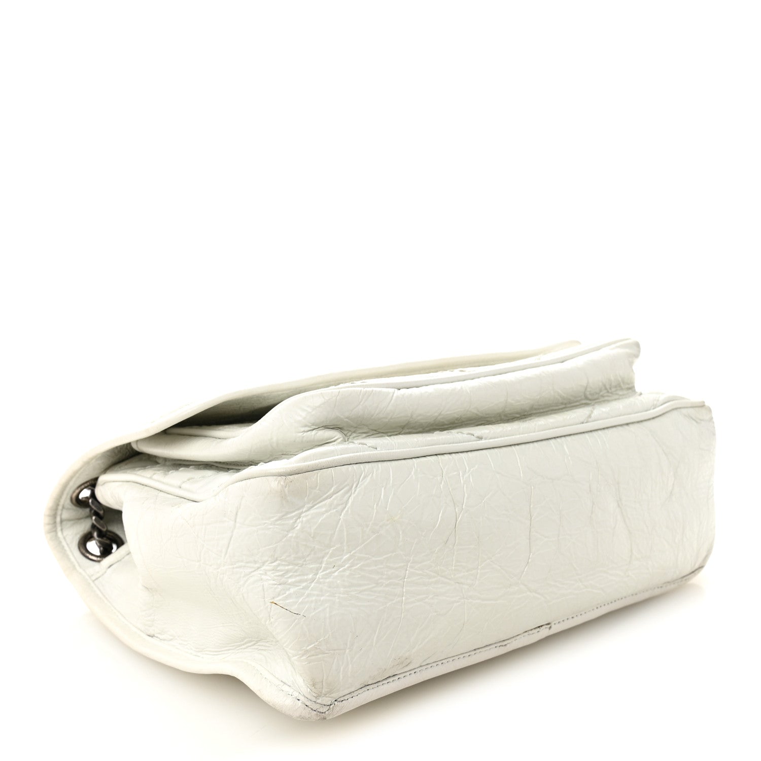 Crinkled Calfskin Matelasse Monogram Medium Niki Chain Satchel Dirty White