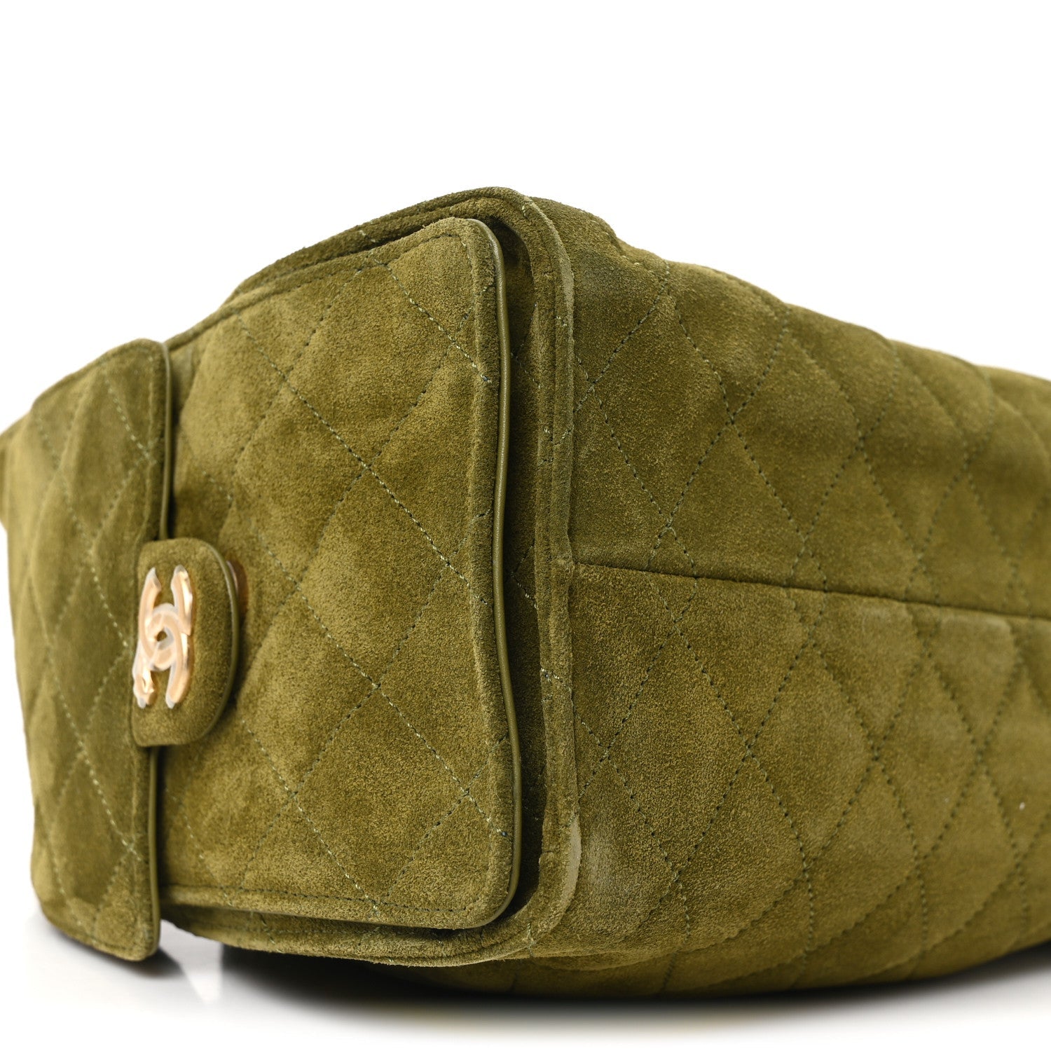 Suede Quilted Small Chanel 25 Handbag Khaki