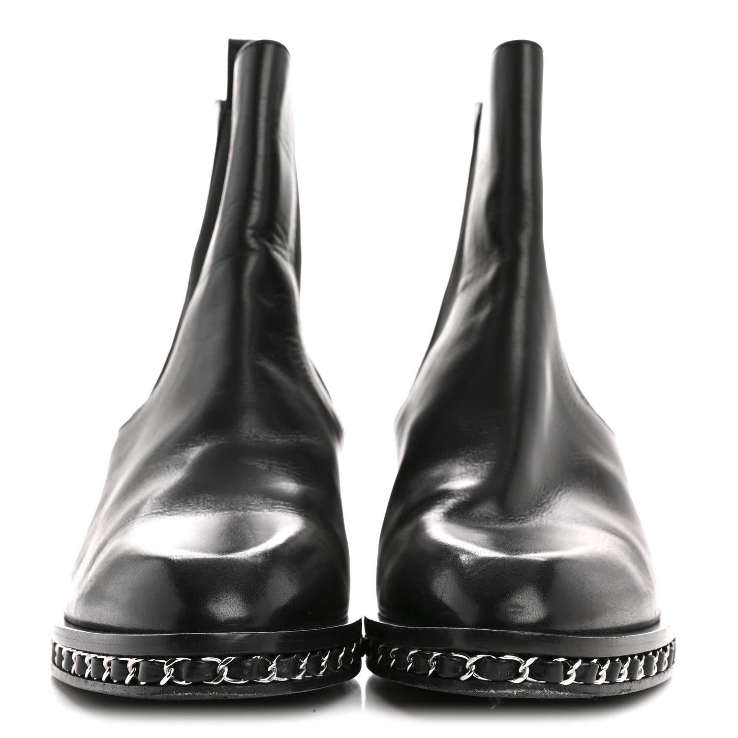 Calfskin Chain Around Chelsea Boots 39.5 Black