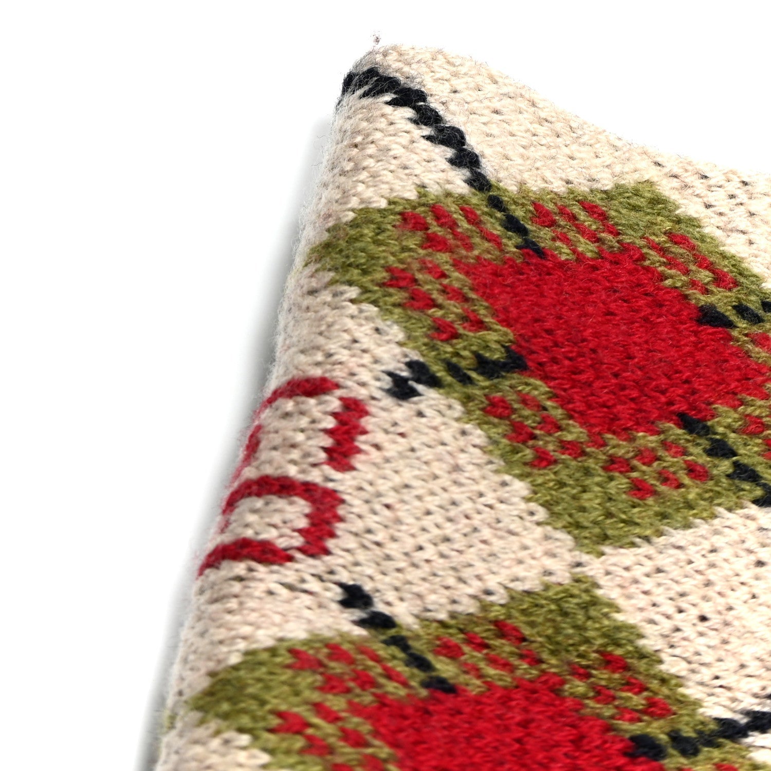 Wool Knit Scarf Beige Red