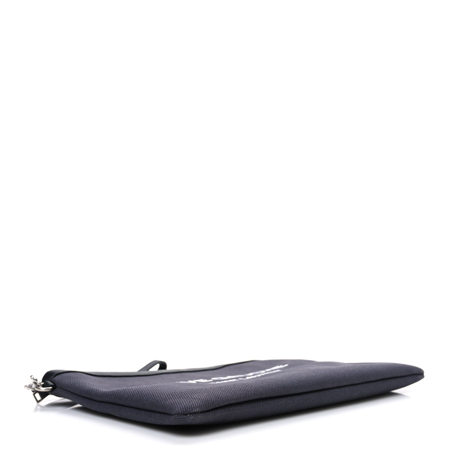 Linen Canvas Rive Gauche Zipped Pouch Deep Grey Black