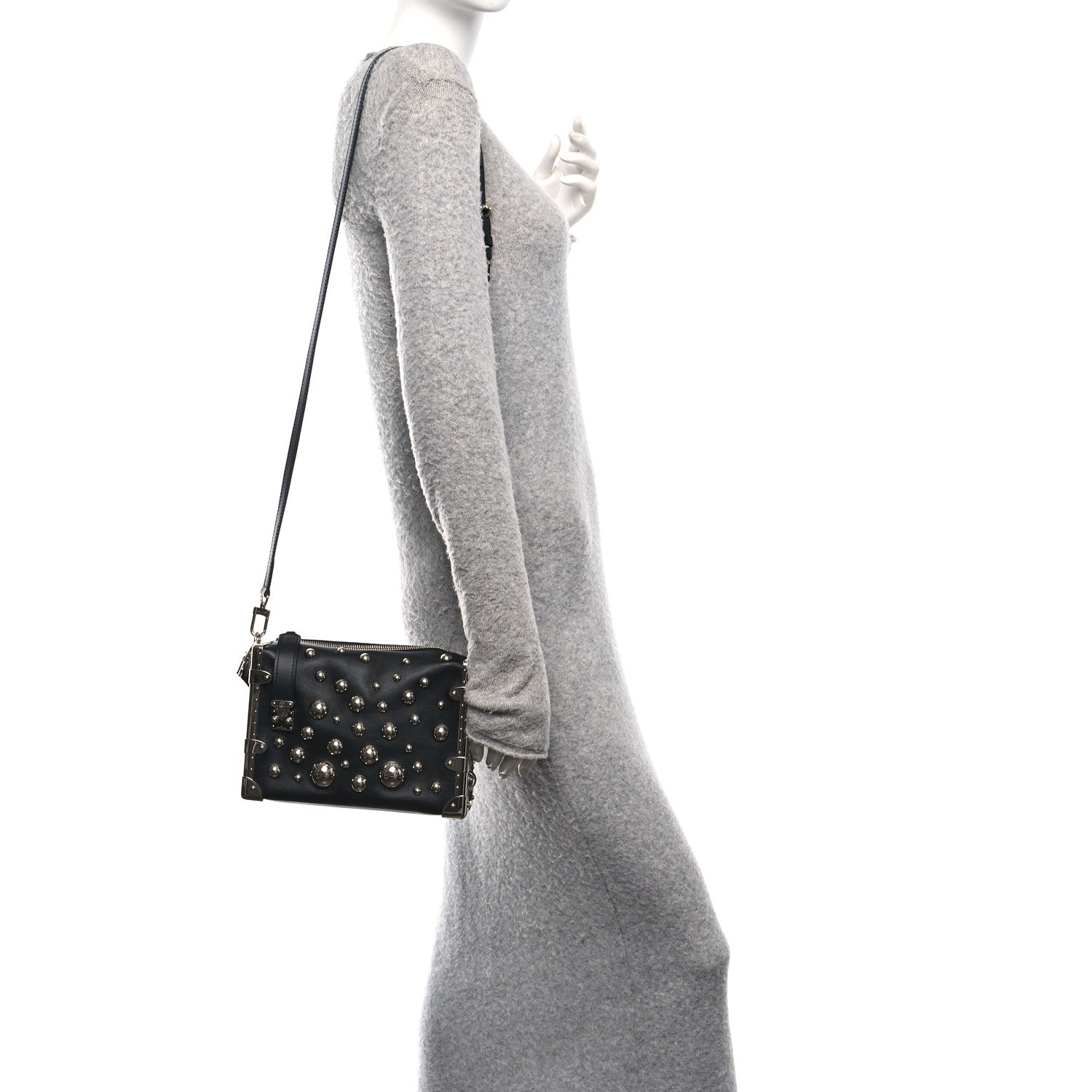 LV X YK Taurillon Brass Metal Dots Side Trunk Black