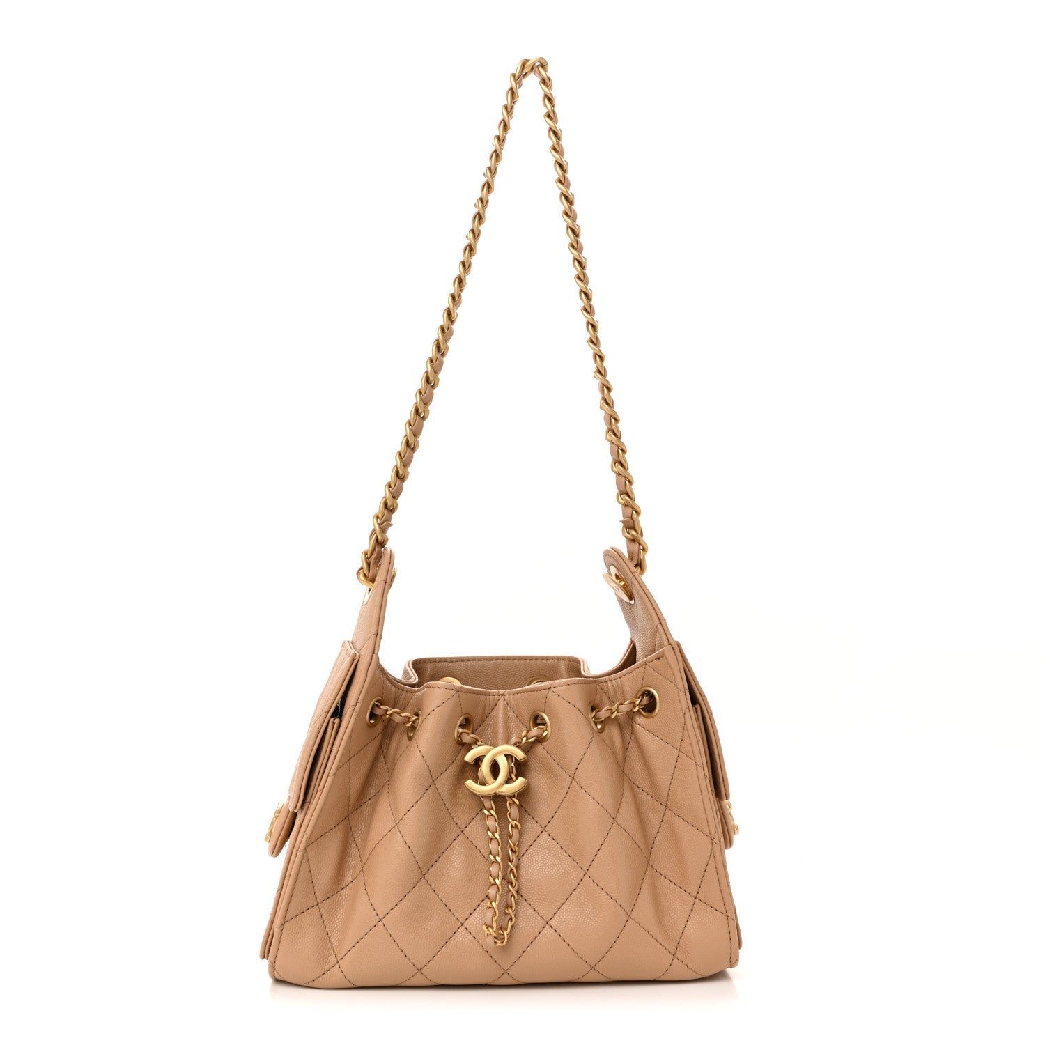 Caviar Quilted Mini Chanel 25 Handbag Beige