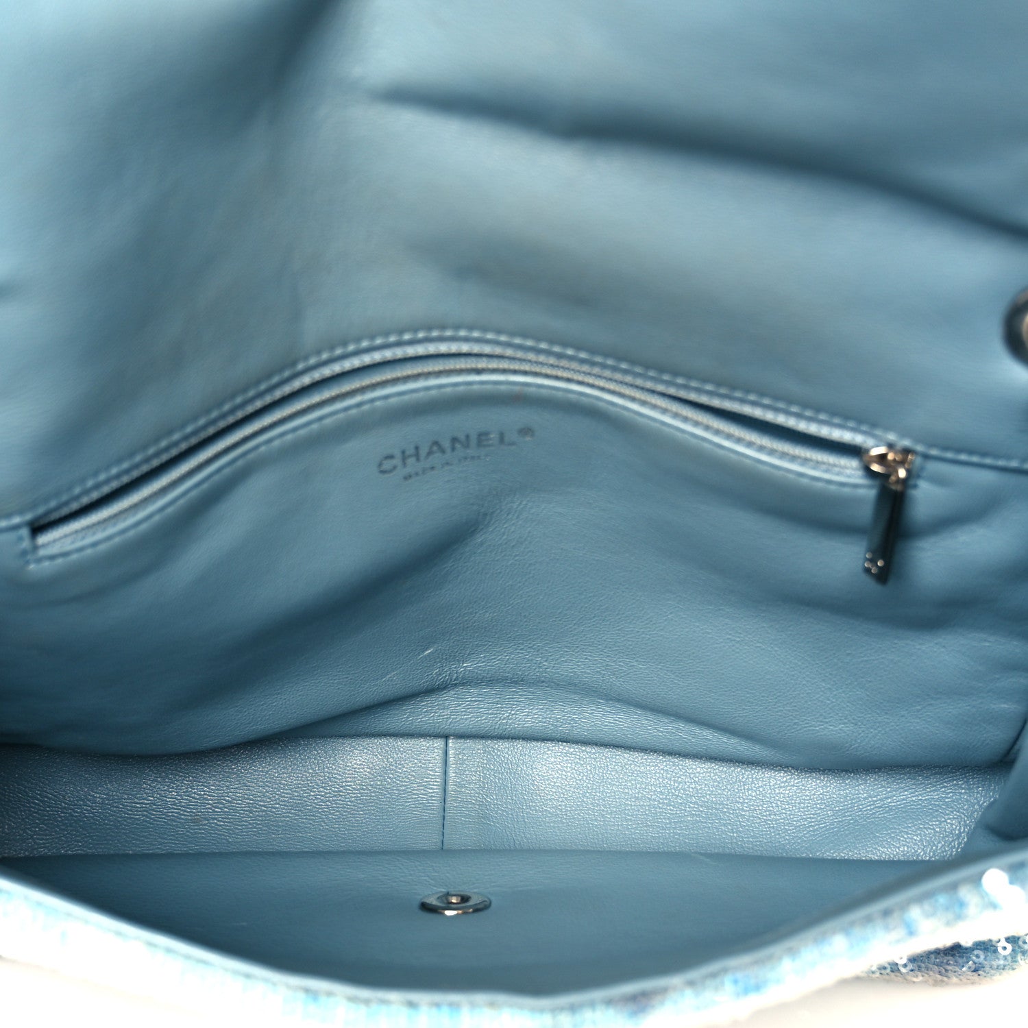 Sequin Large Waterfall Flap Light Blue