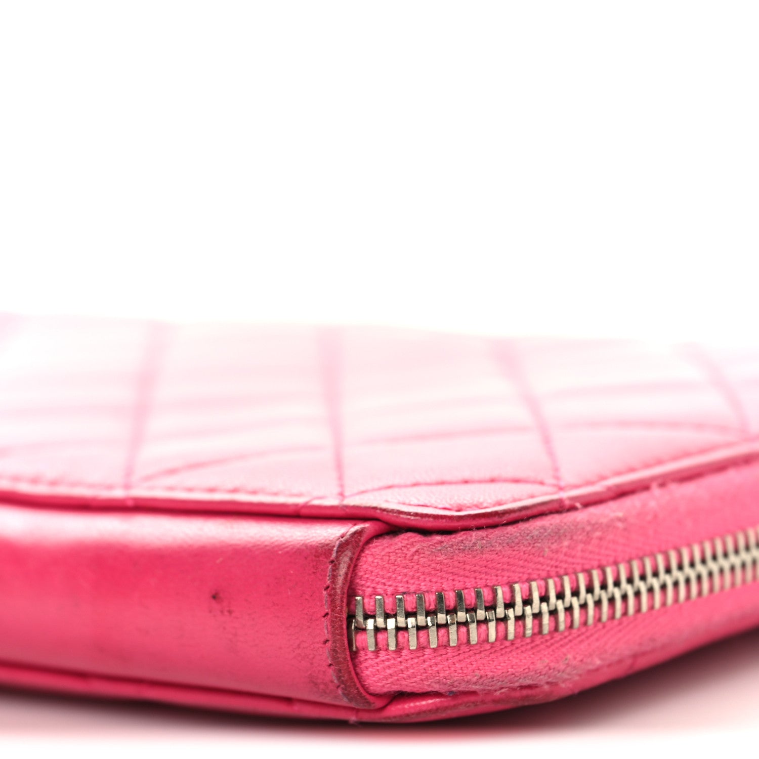 Lambskin Quilted Large Zip Around Organizer Wallet Pink