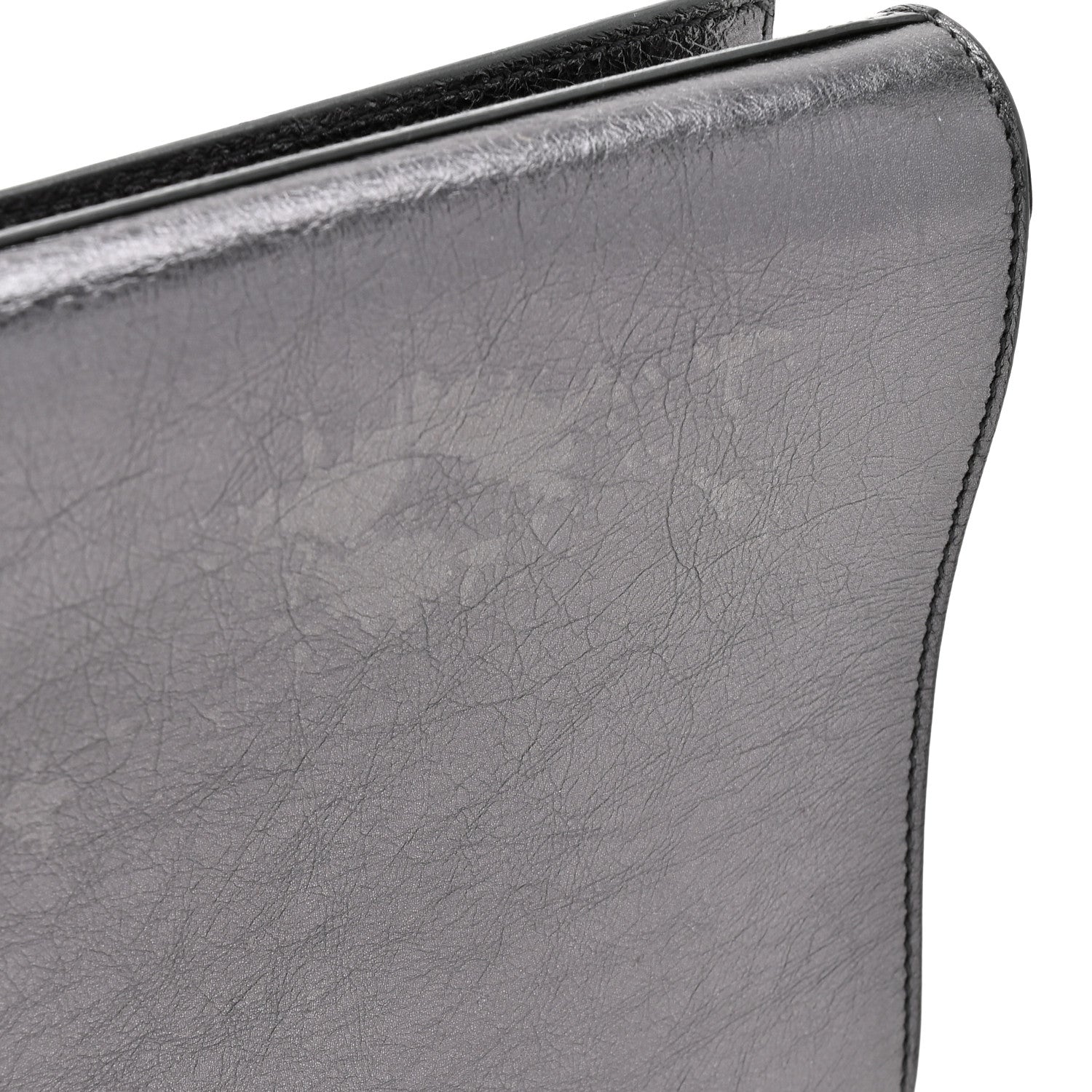 Metallic Calfskin Large Belle De Jour Clutch Dark Silver
