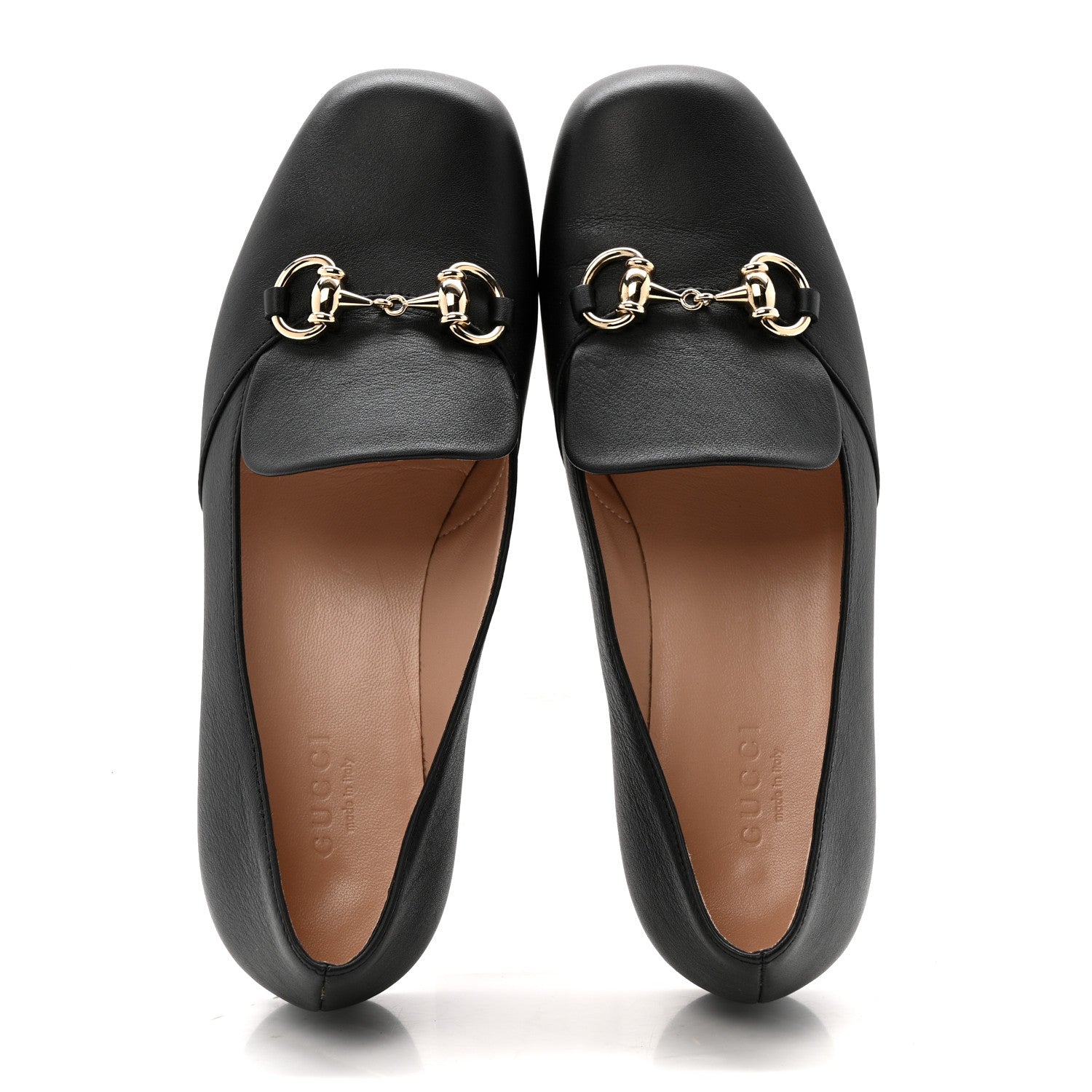 Calfskin Womens Horsebit Loafers 35.5 Black