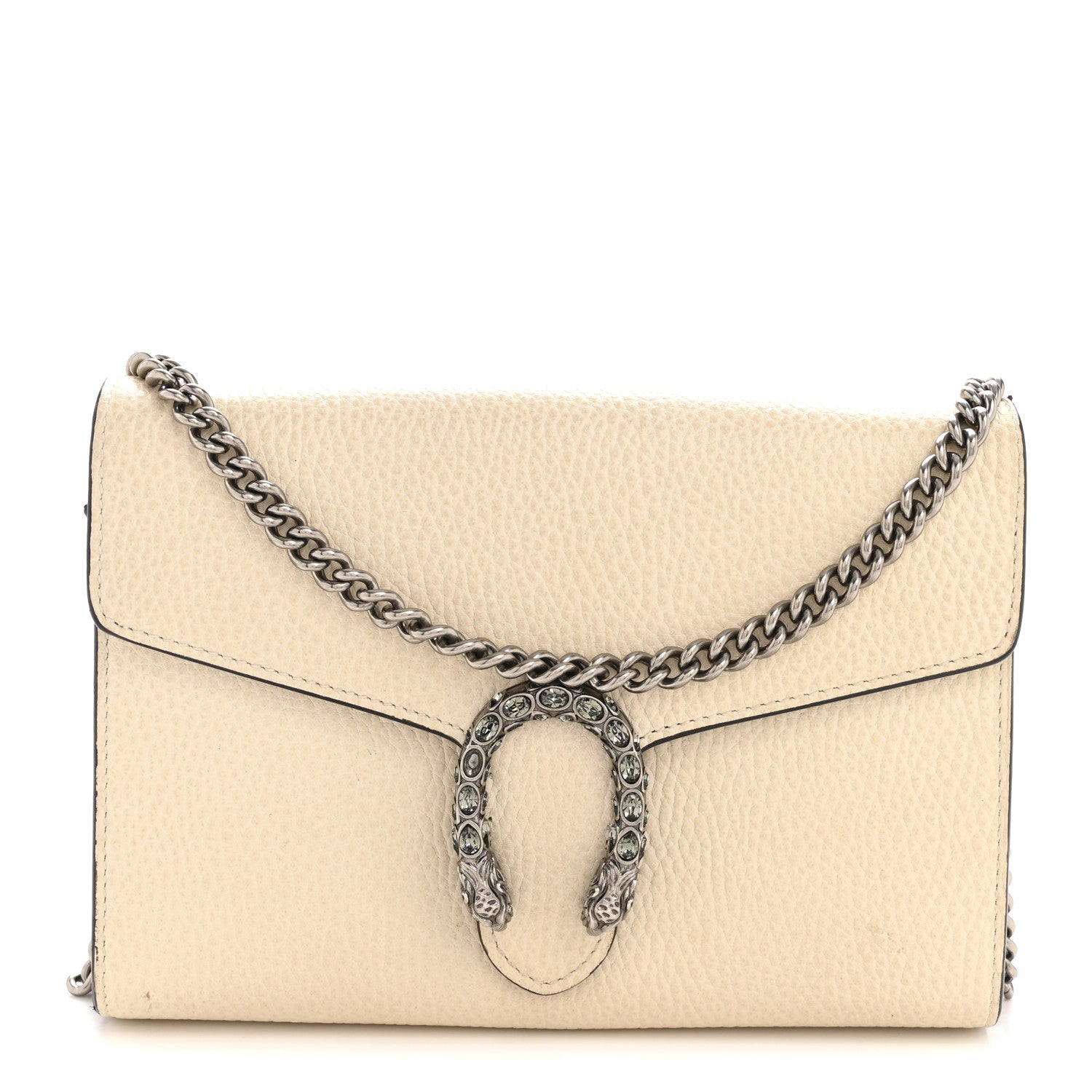 Dollar Calfskin Mini Dionysus Chain Wallet Mystic White