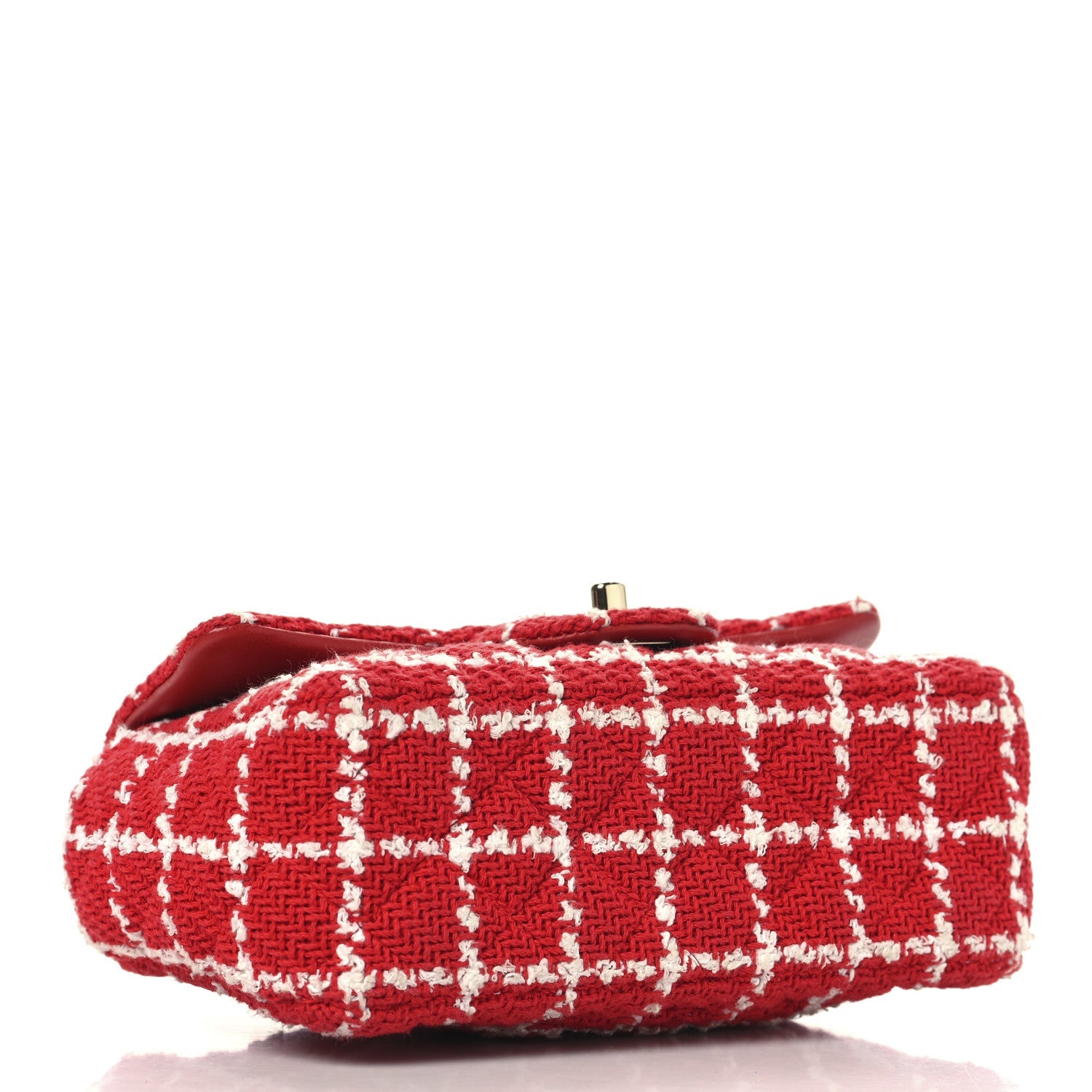 Tweed Quilted Mini Rectangular Flap White Red