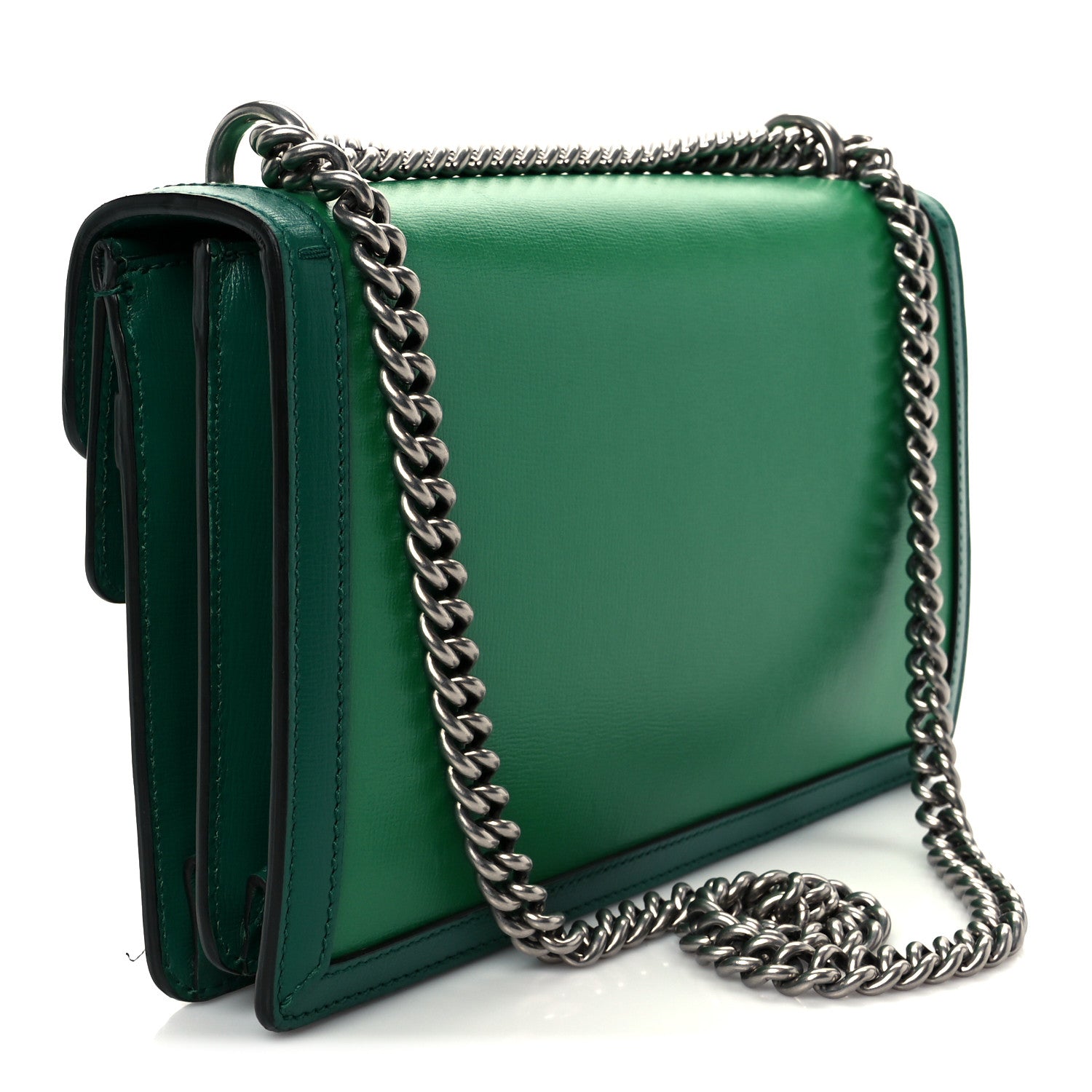 Azalea Calfskin Enamel Small Dionysus Shoulder Bag New Shamarock Emerald Off White