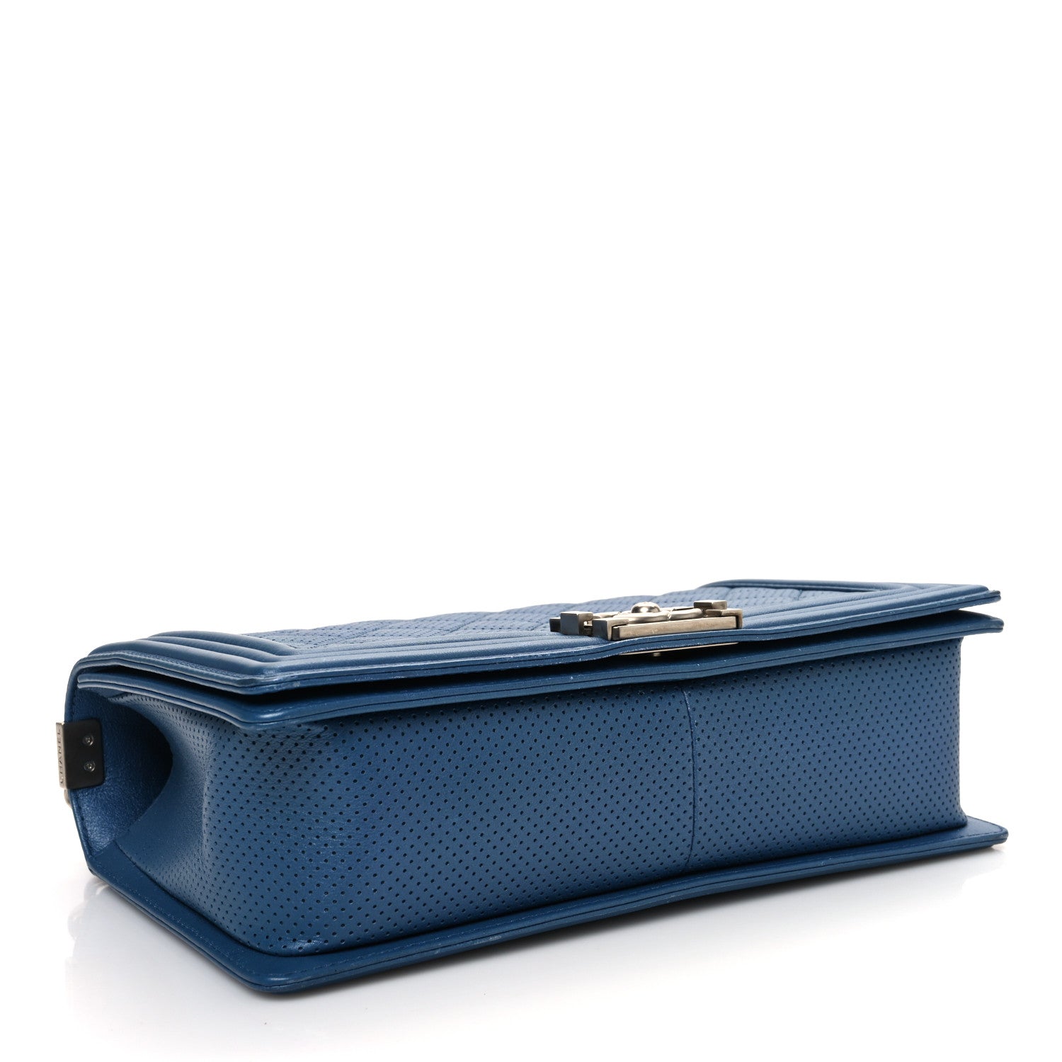 Perforated Lambskin Quilted New Medium Boy Flap Blue