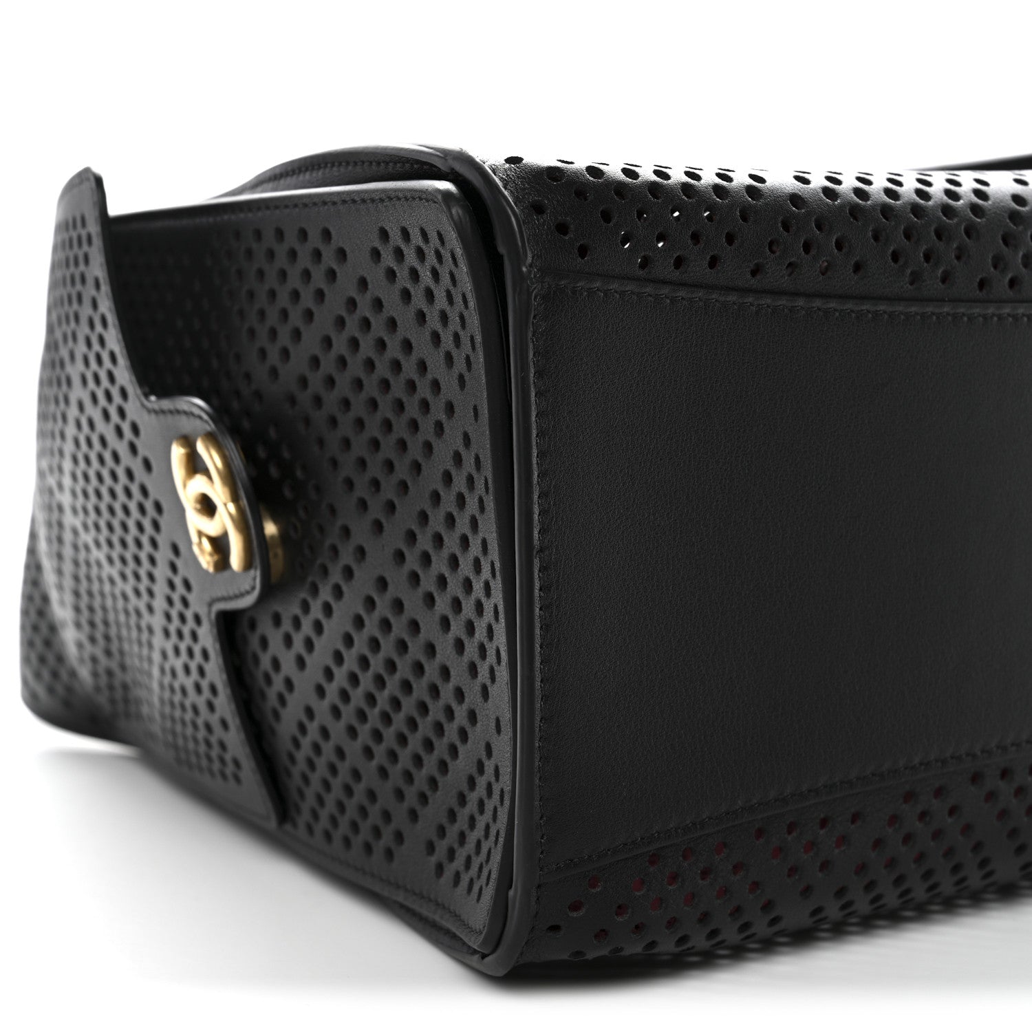Perforated Calfskin Quilted Small Chanel 25 Handbag Black