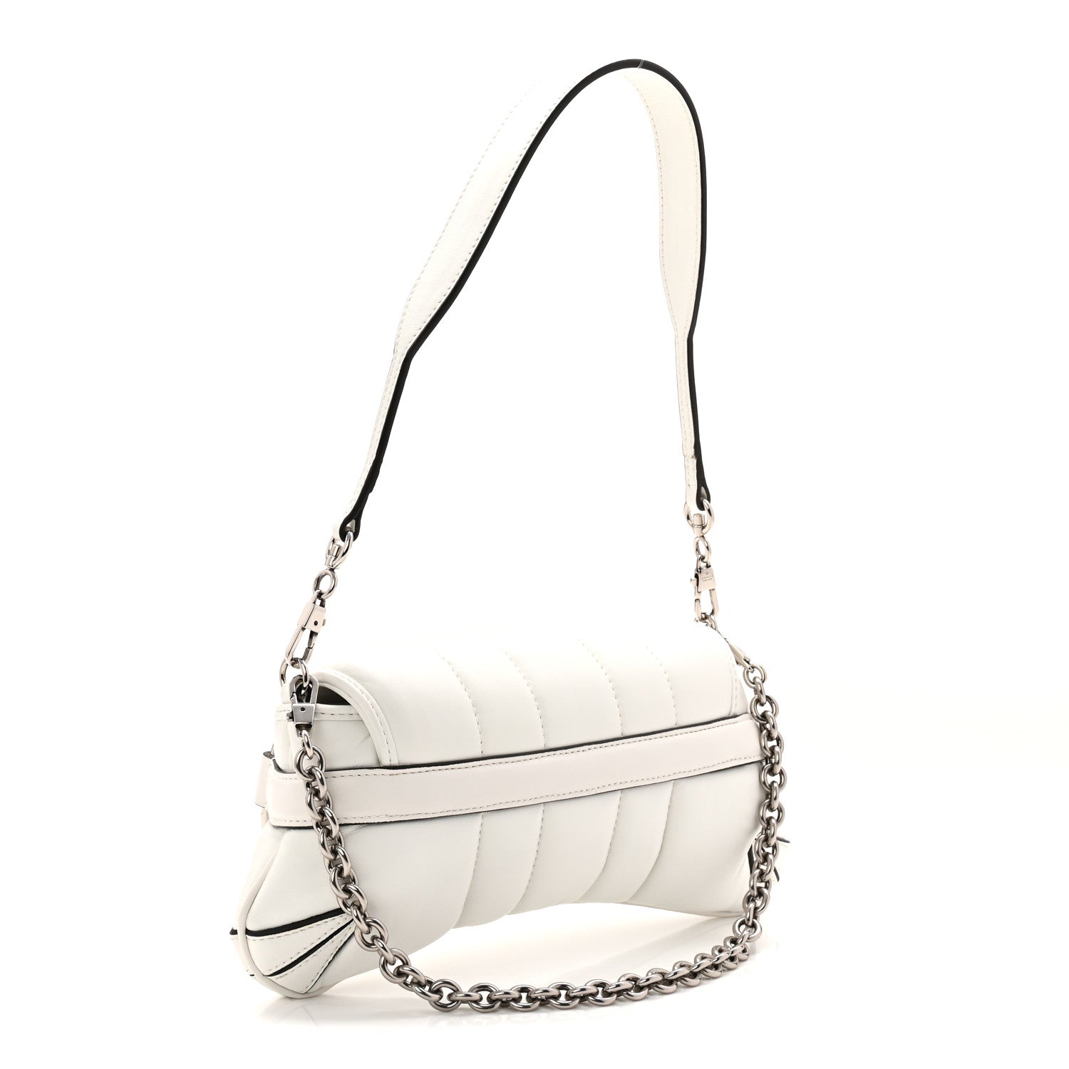 Nappa Vertical Matelasse Small Maxi Horsebit Chain Shoulder Bag Great White