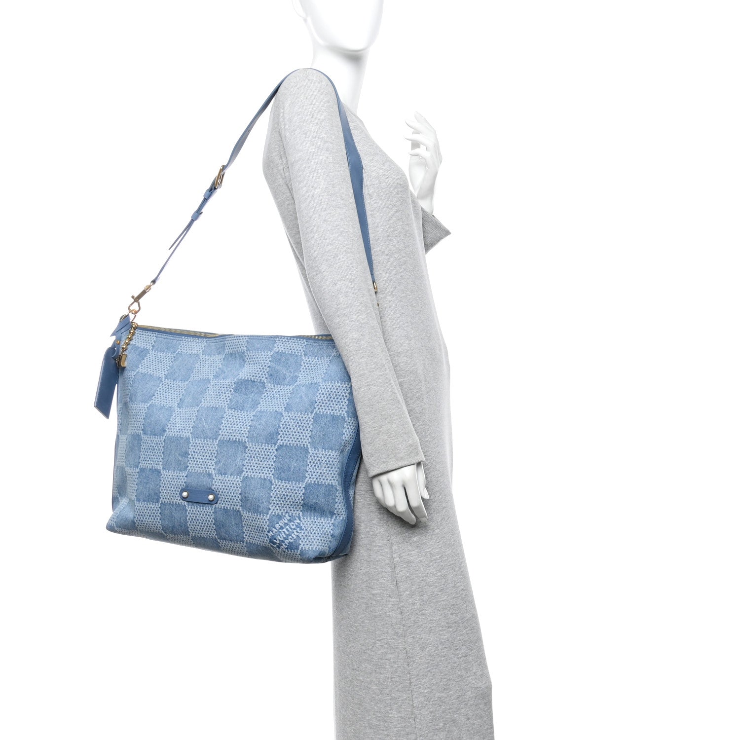 Damier Denim Vagabond Hobo Blue