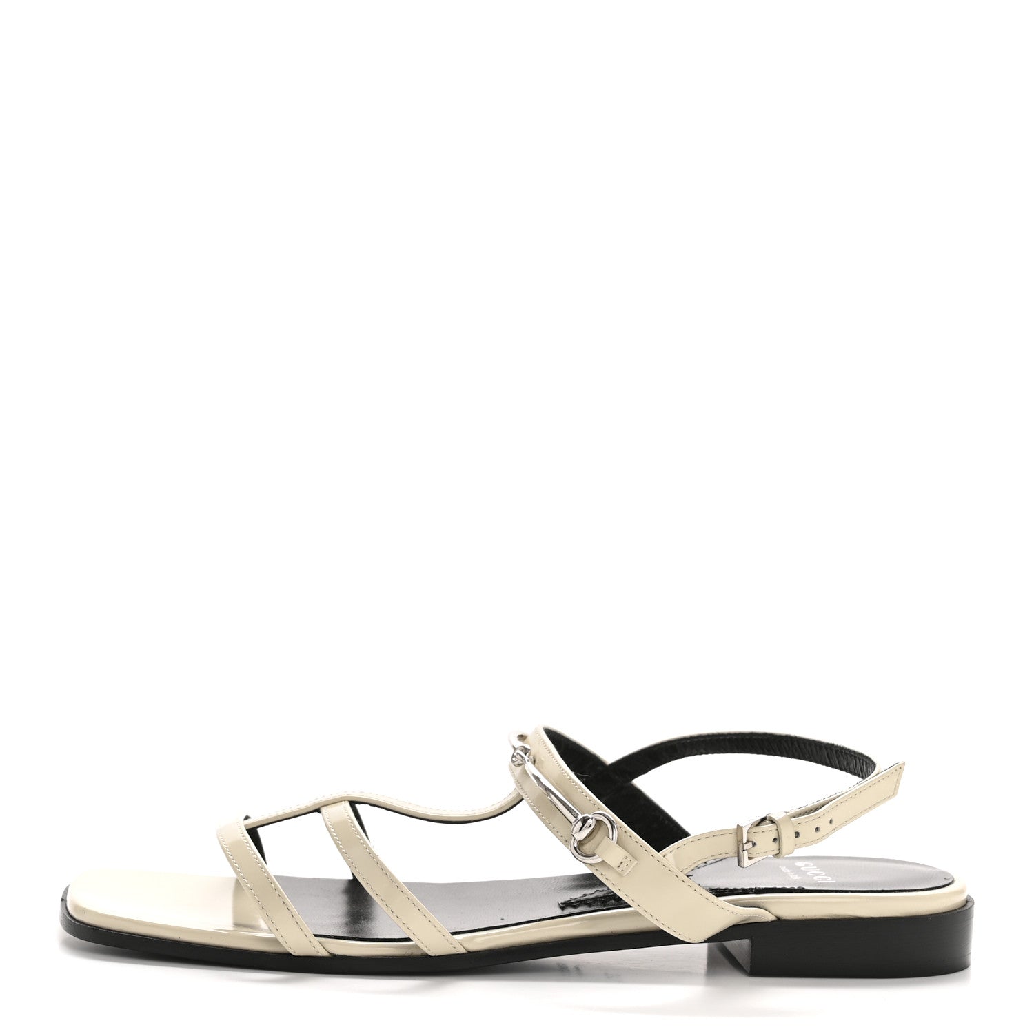 Calfskin Horsebit Divine Slingback Sandals 37.5 Mystic White