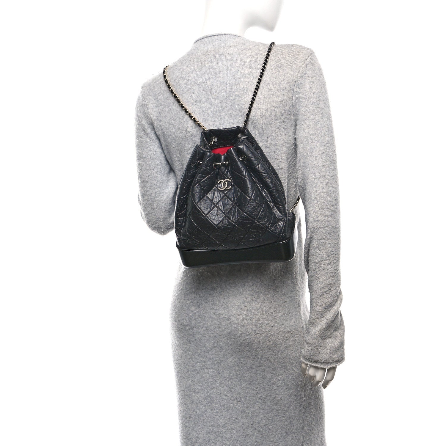 Aged Calfskin Quilted Gabrielle Backpack Black