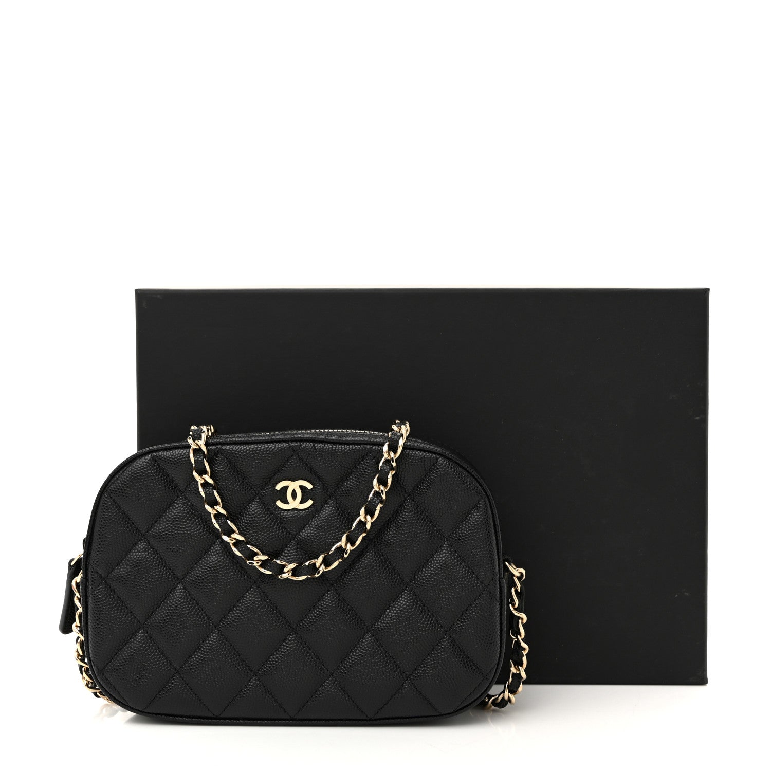 Caviar Quilted Vanity With Chain Black