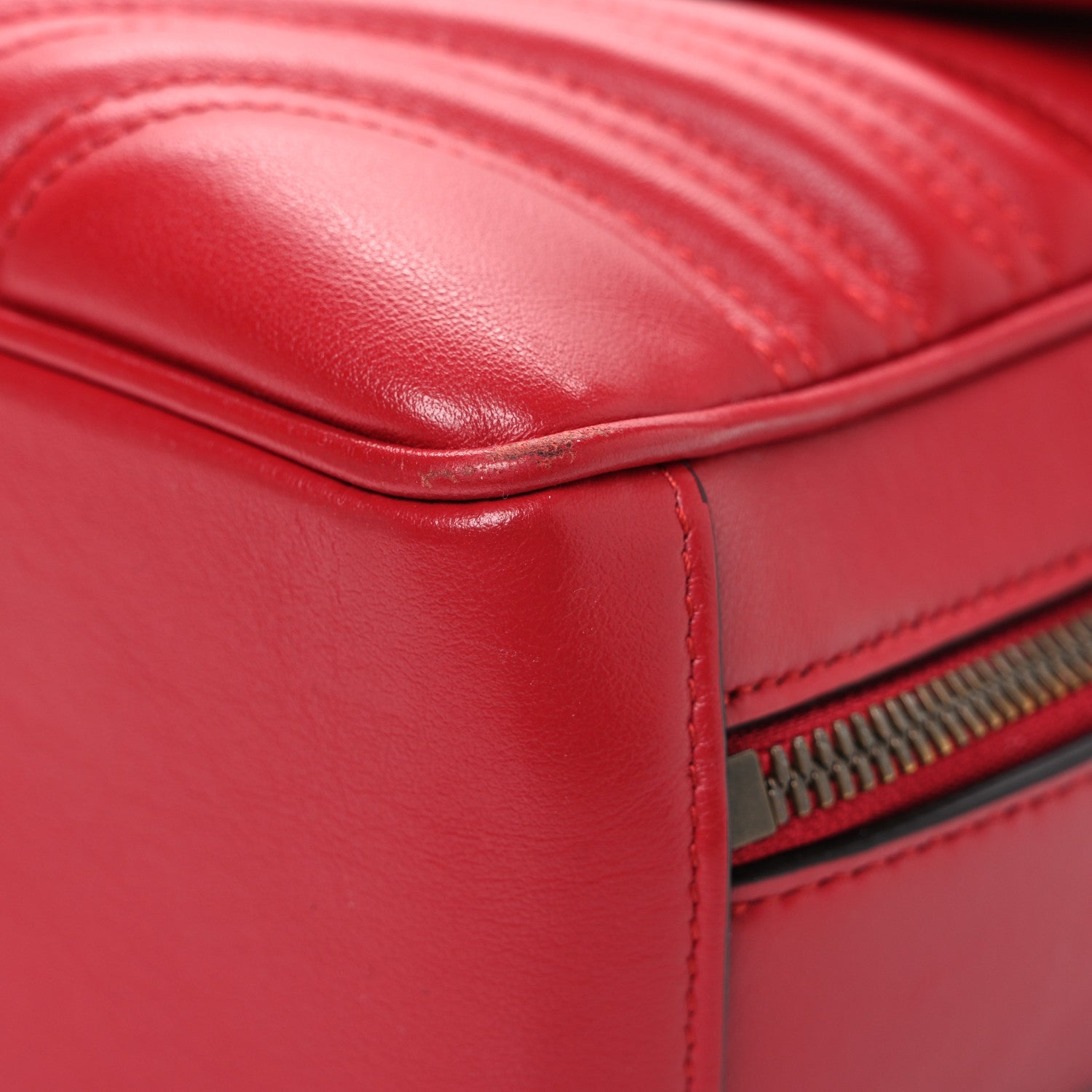 Calfskin Matelasse Sylvie Web Small GG Marmont Top Handle Shoulder Bag Hibiscus Red