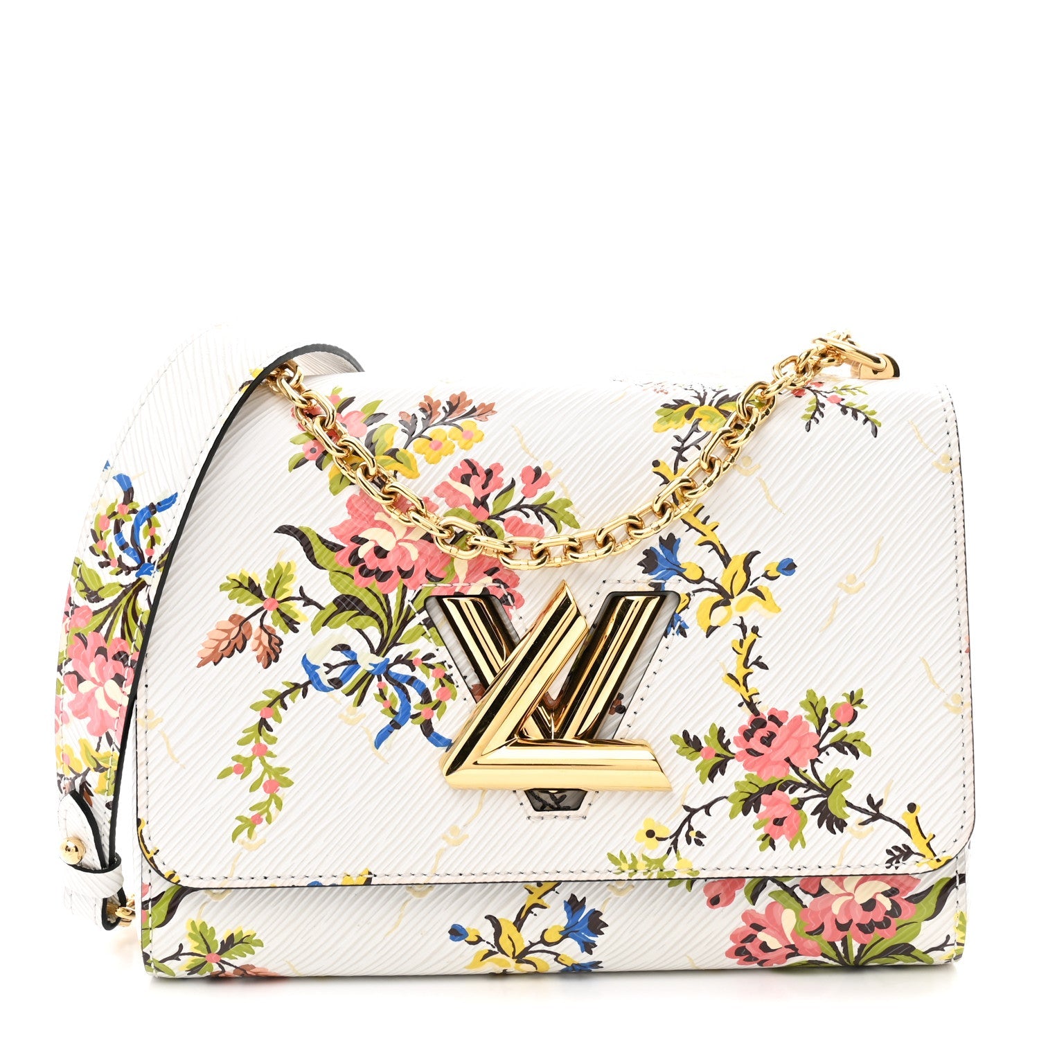 Epi Romantic Blossoms Twist Shoulder Bag MM White