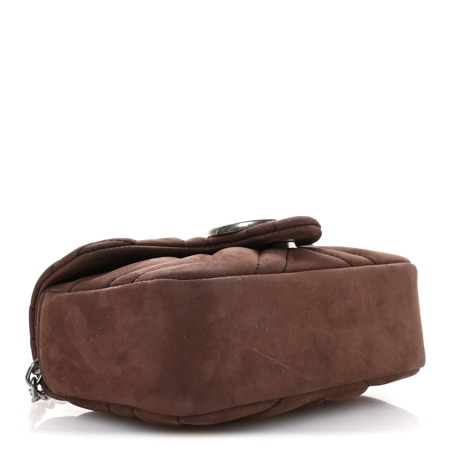 Nubuck Matelasse Mini GG Marmont Shoulder Bag Dark Brown