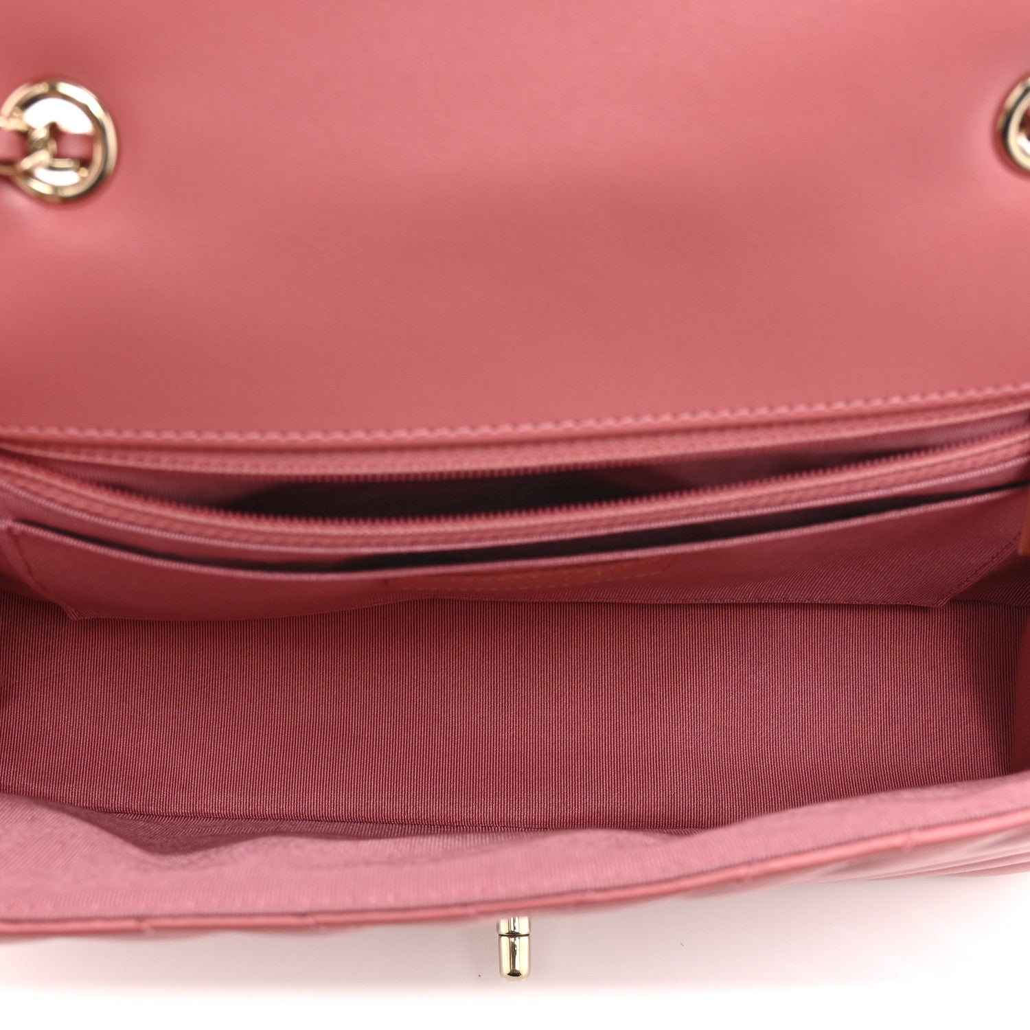Calfskin Chevron Quilted Small Statement Flap Pink