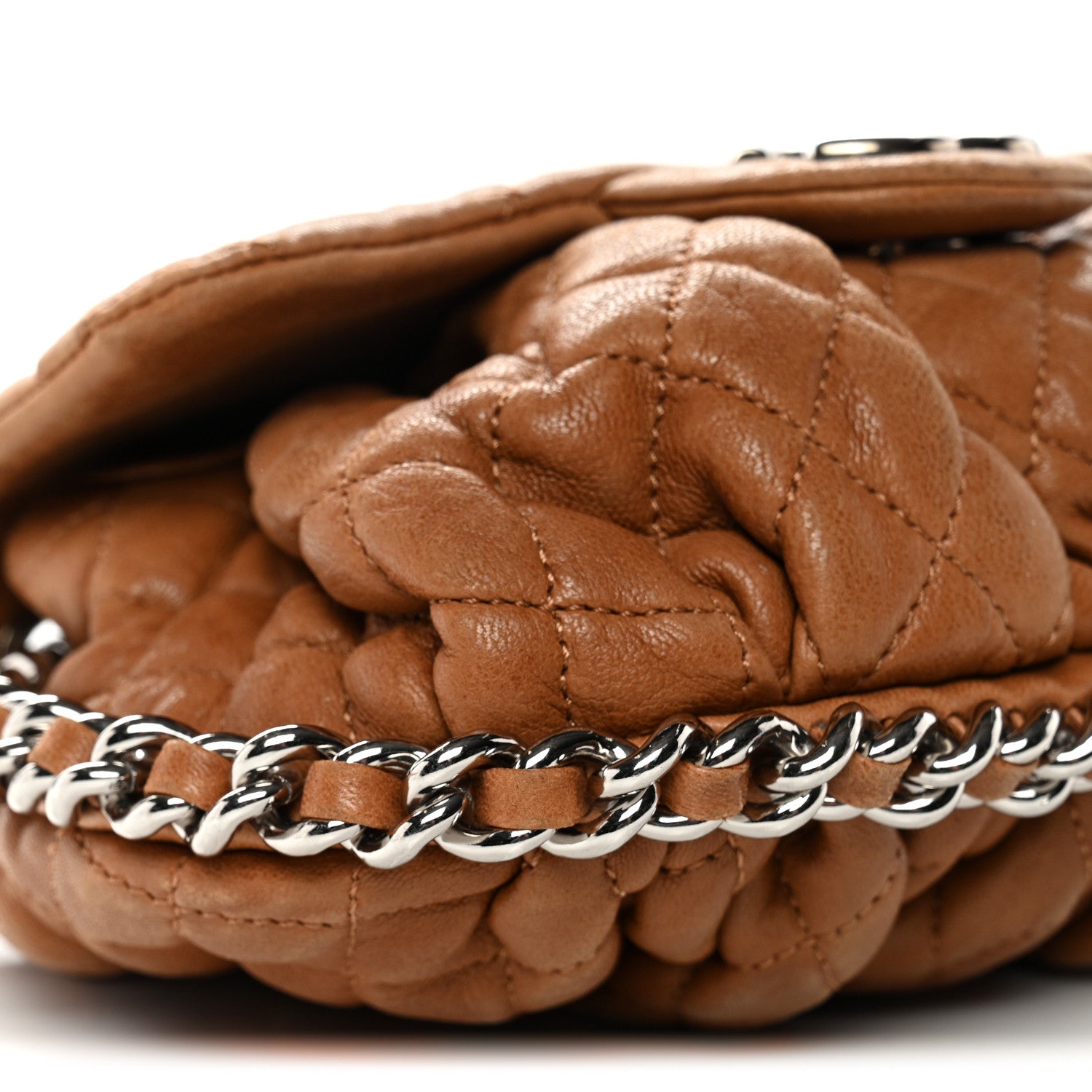 Washed Lambskin Mini Chain Around Messenger Brown