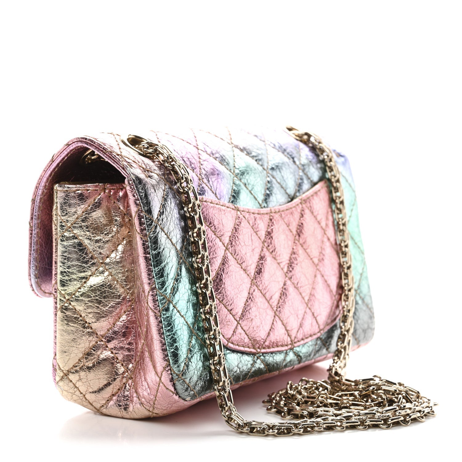 Metallic Goatskin Quilted Mini 2.55 Reissue Flap Multicolor