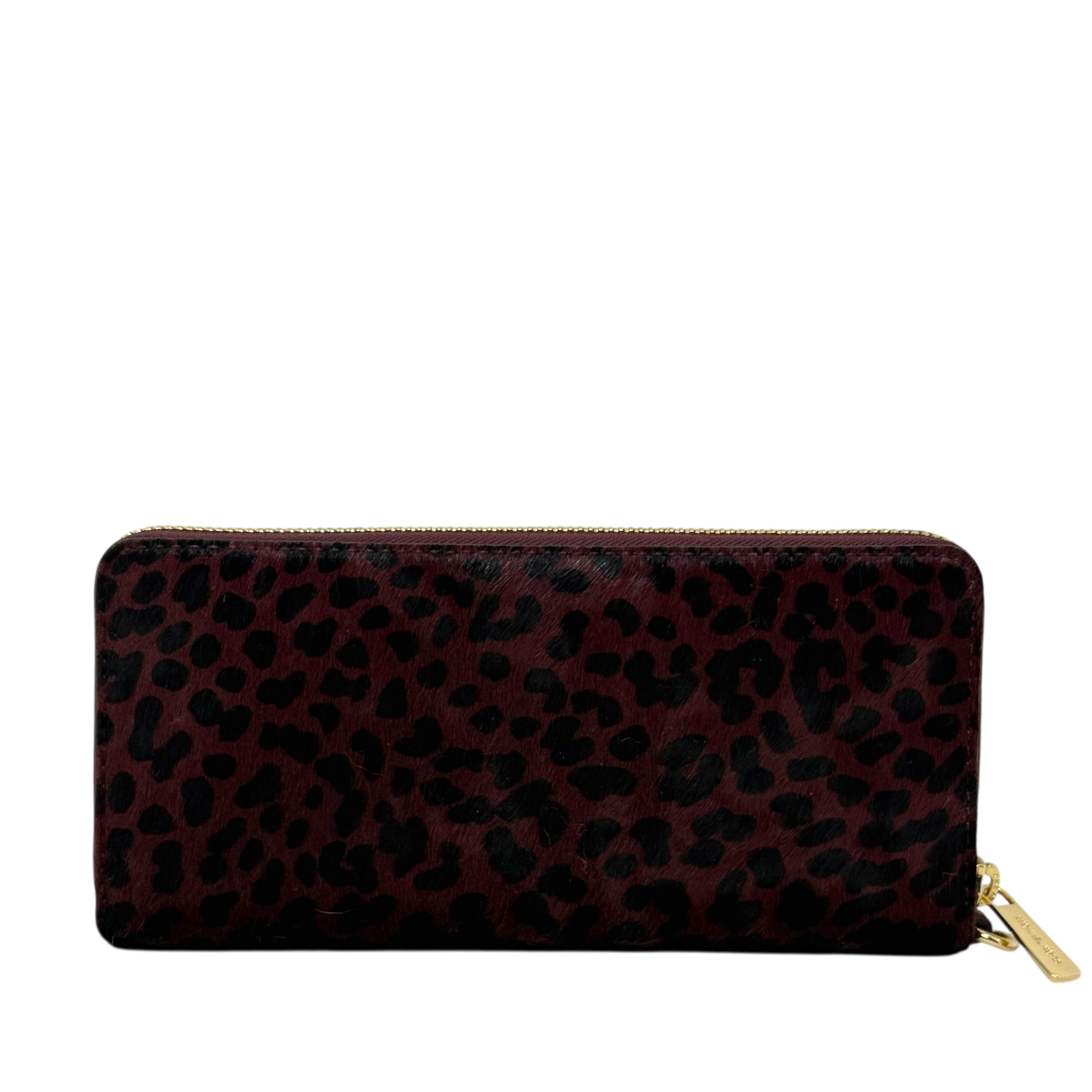 Jet Set Travel Continental Wallet in Oxblood Leopard Print Calf Hair By Michael By Michael Kors, Size: Large