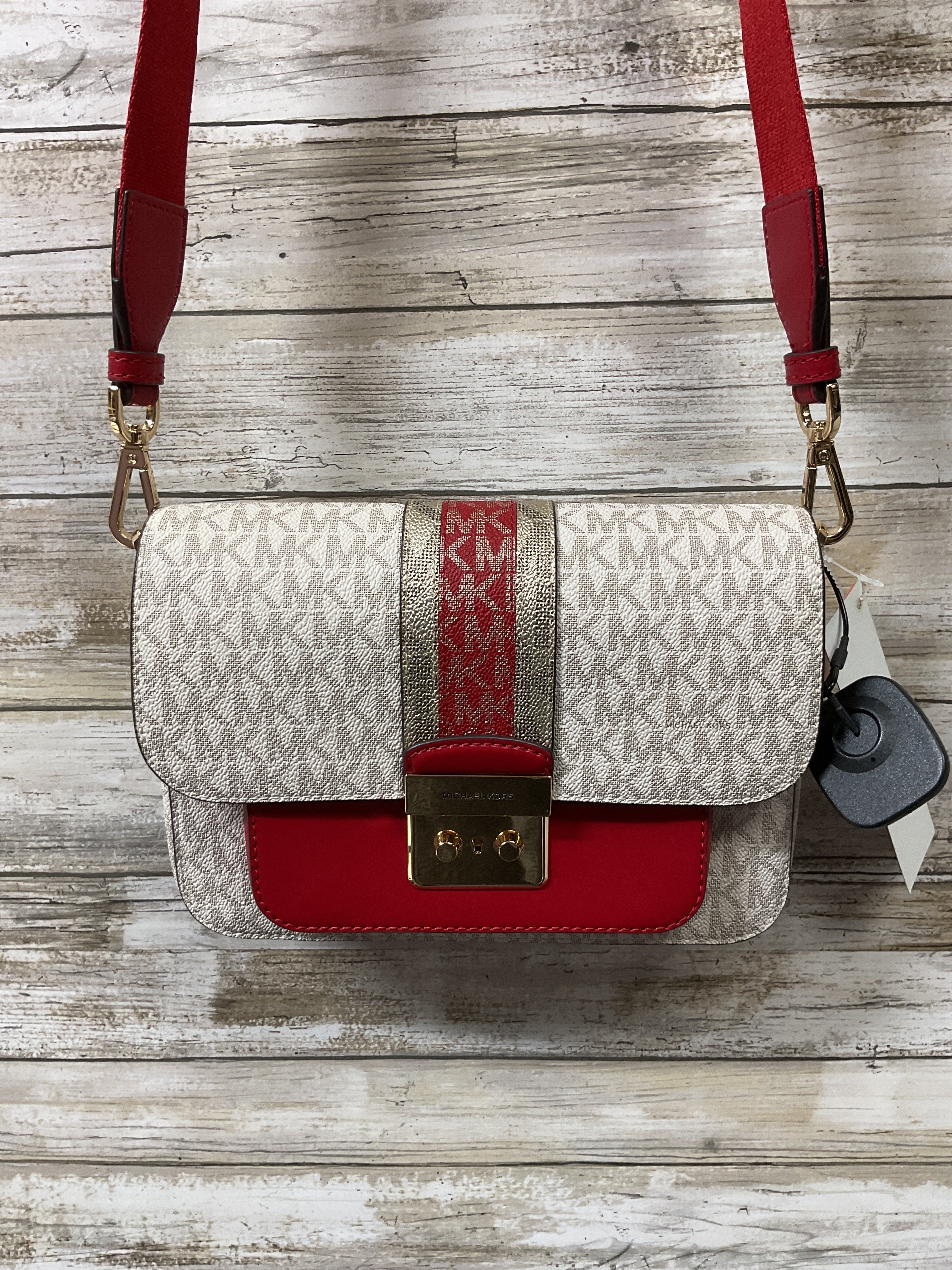 Crossbody Designer By Michael Kors In Red & White, Size:Small
