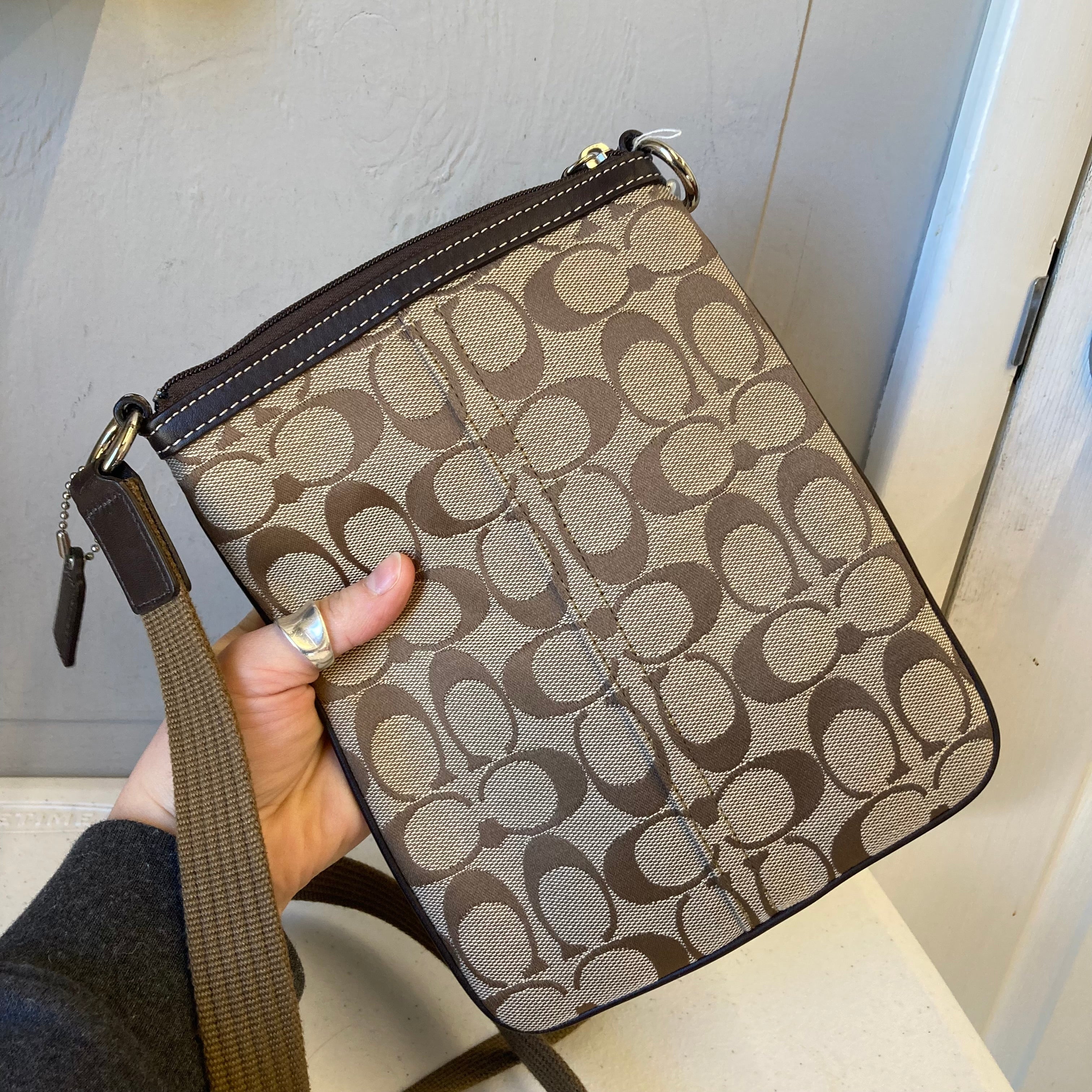 Crossbody Designer By Coach In Brown, Size:Small