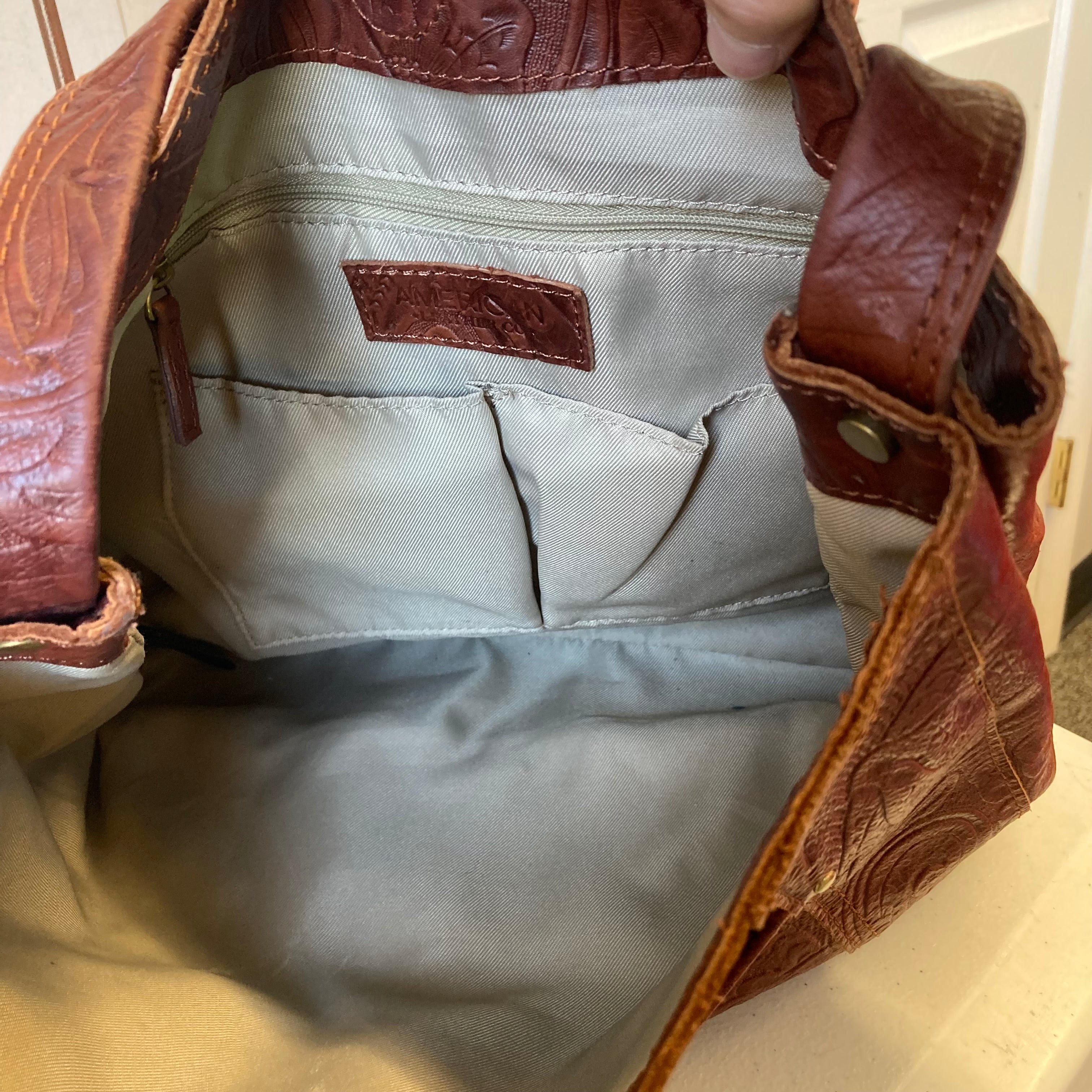 Handbag Leather By American Leather Co. In Brown, Size:Medium