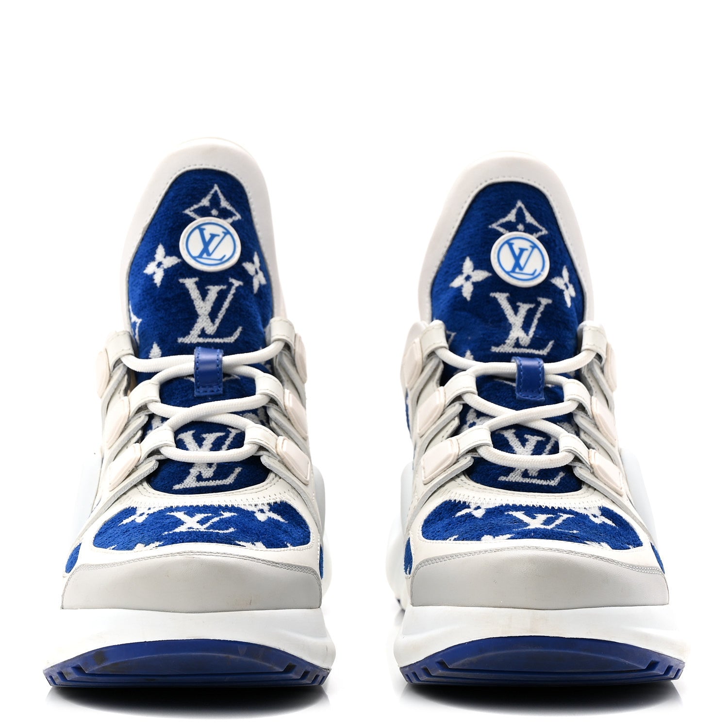 Jacquard Velvet Monogram LV Archlight Sneakers 37 White Blue