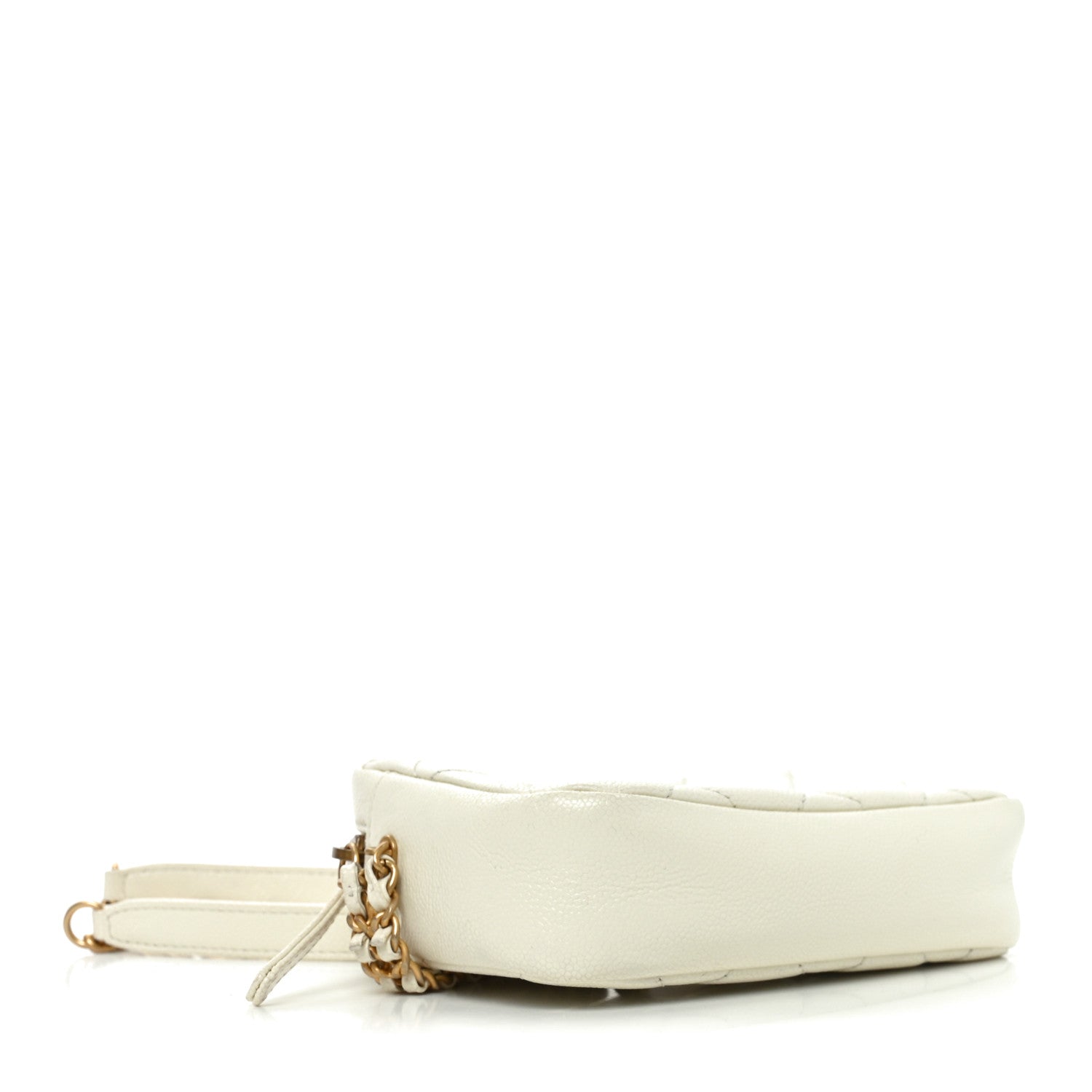 Shiny Caviar Quilted Chain Melody Camera Bag White