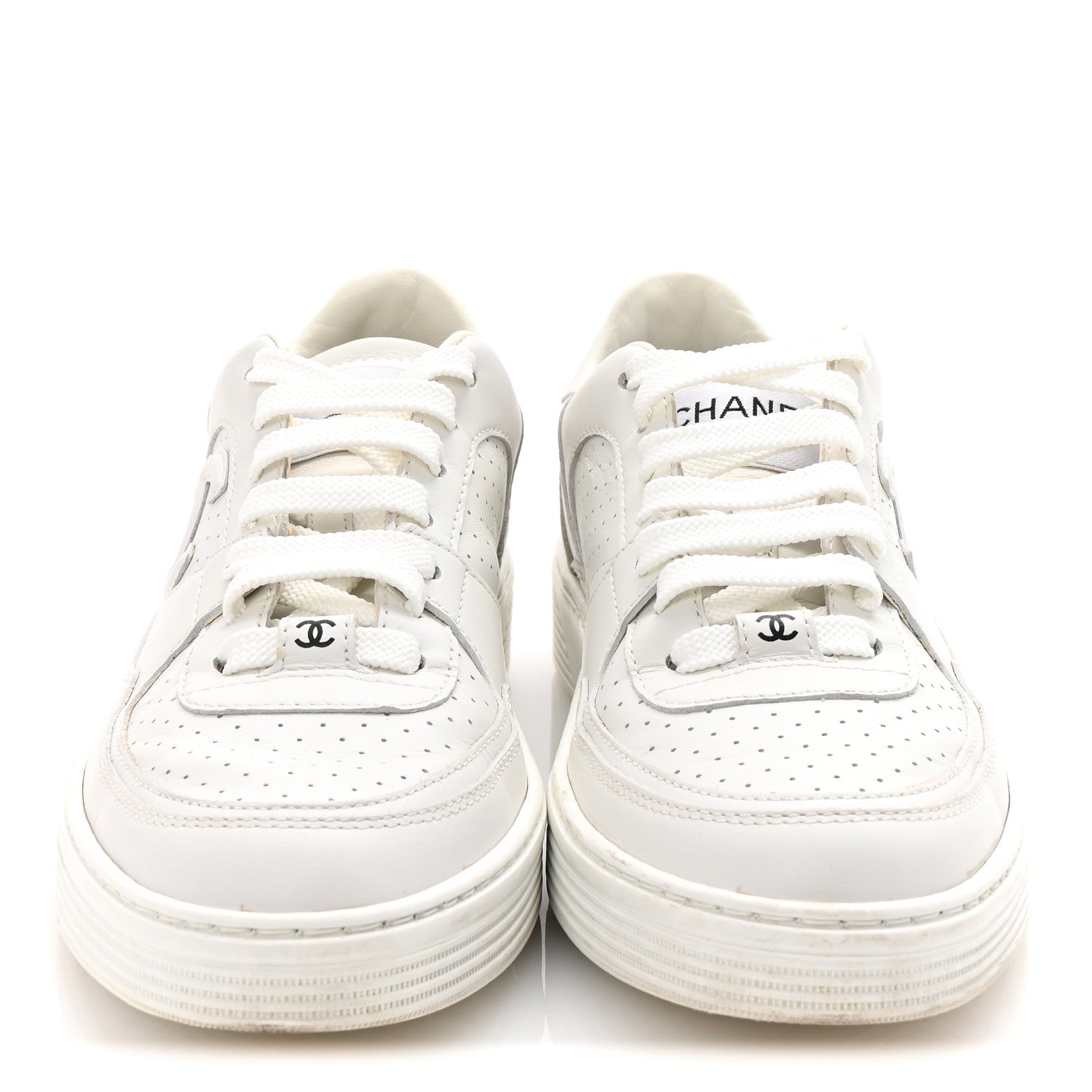 Calfskin CC Womens Sneakers 38 White