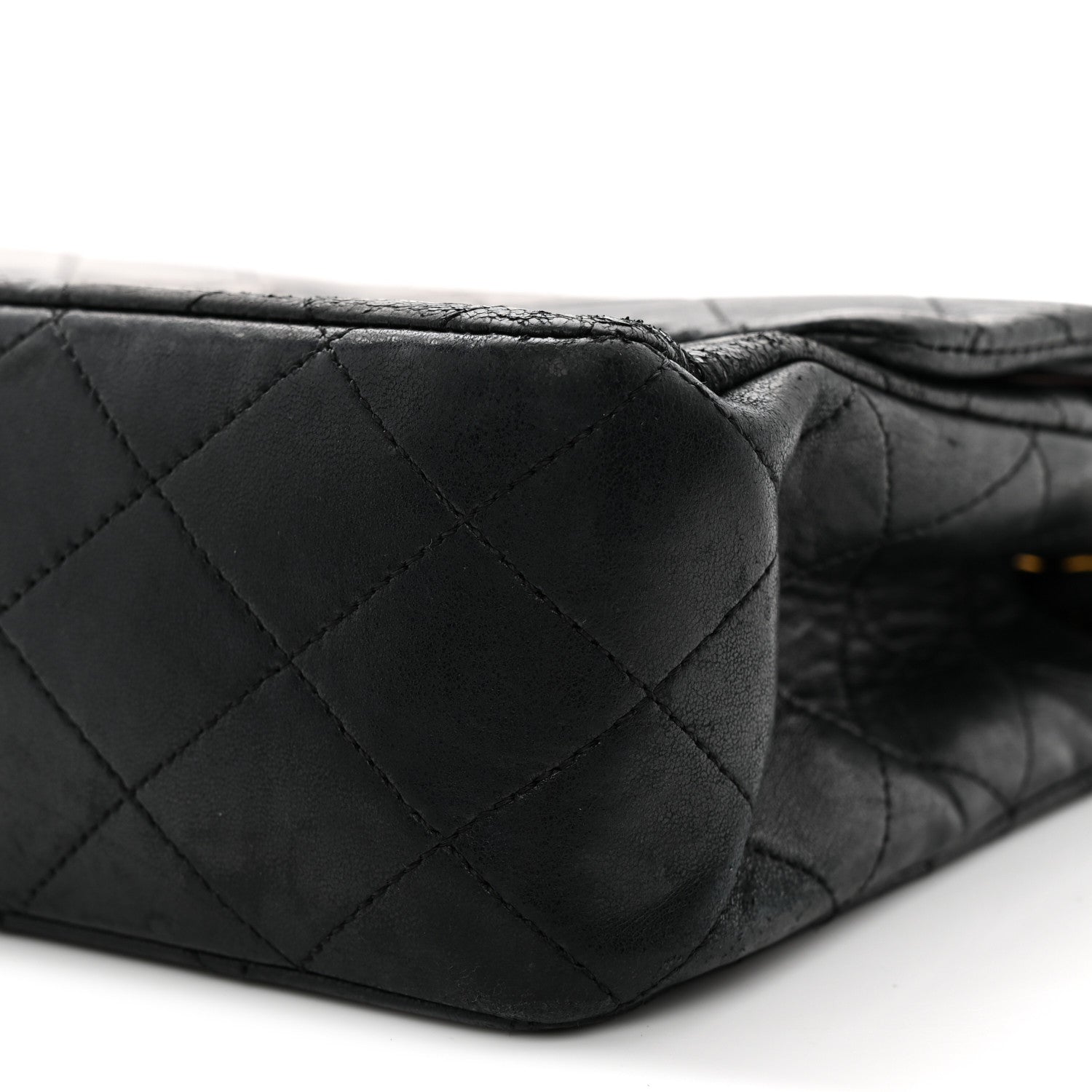 Lambskin Quilted Medium Double Flap Black
