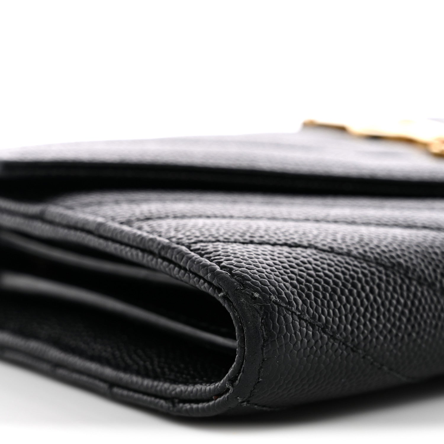 Grain De Poudre Matelasse Chevron Monogram Flap Wallet Black
