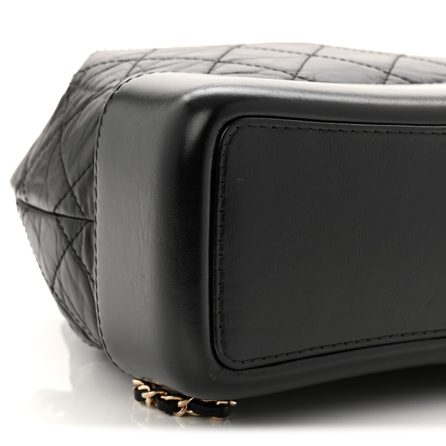 Aged Calfskin Quilted Small Gabrielle Backpack Black