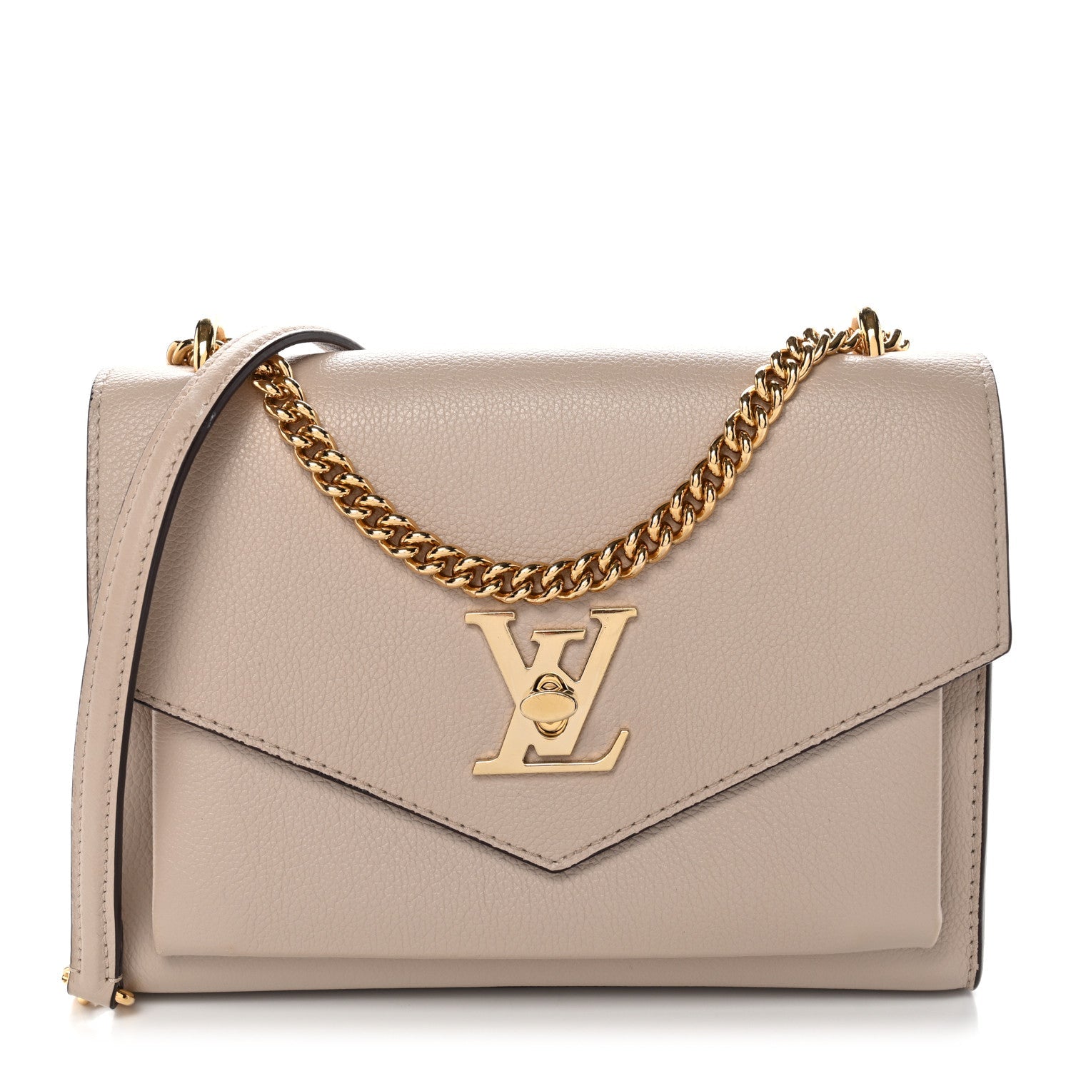 Soft Calfskin Mylockme Chain Bag BB Greige