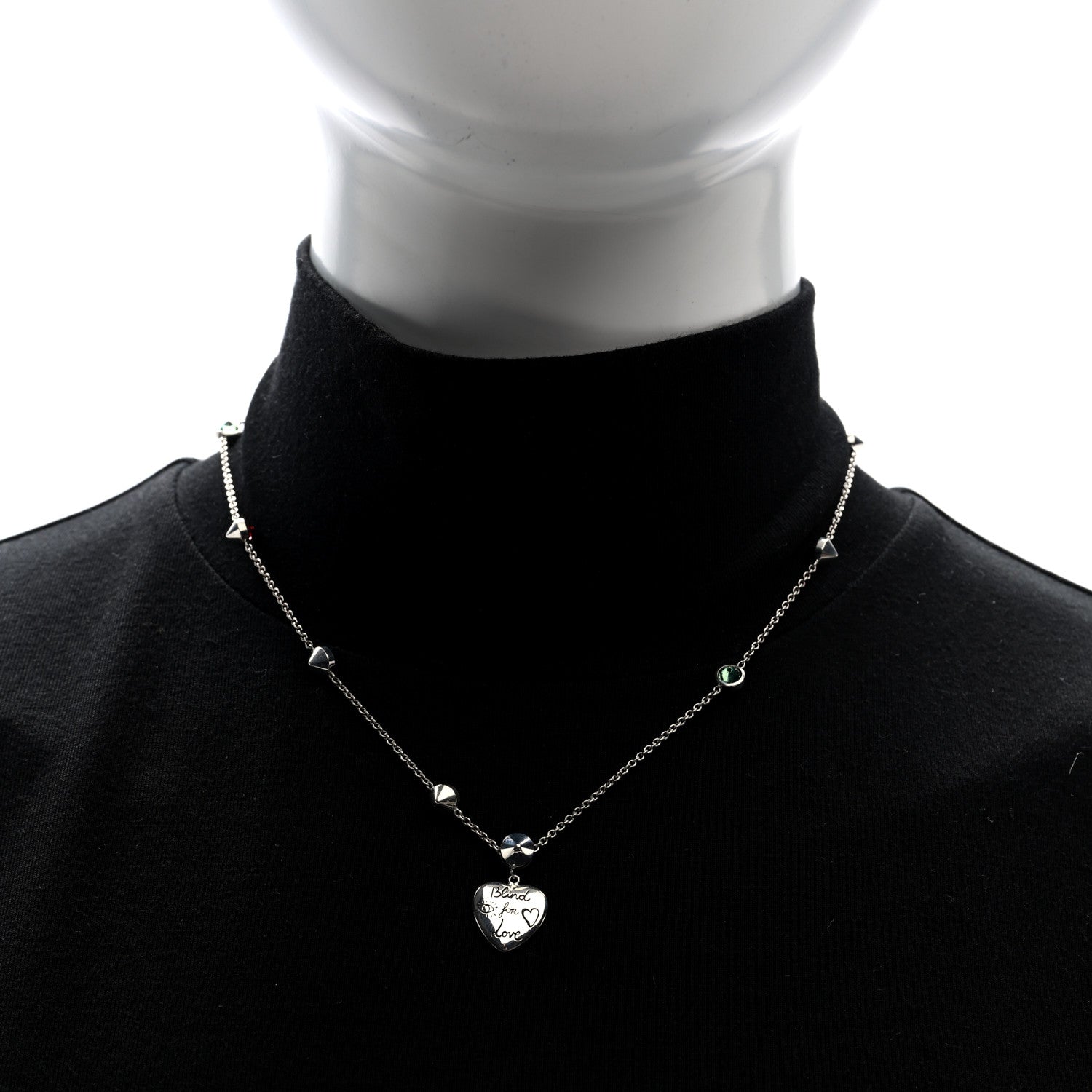 Sterling Silver Cubic Zirconia Blind For Love Pendant Necklace Pink Blue
