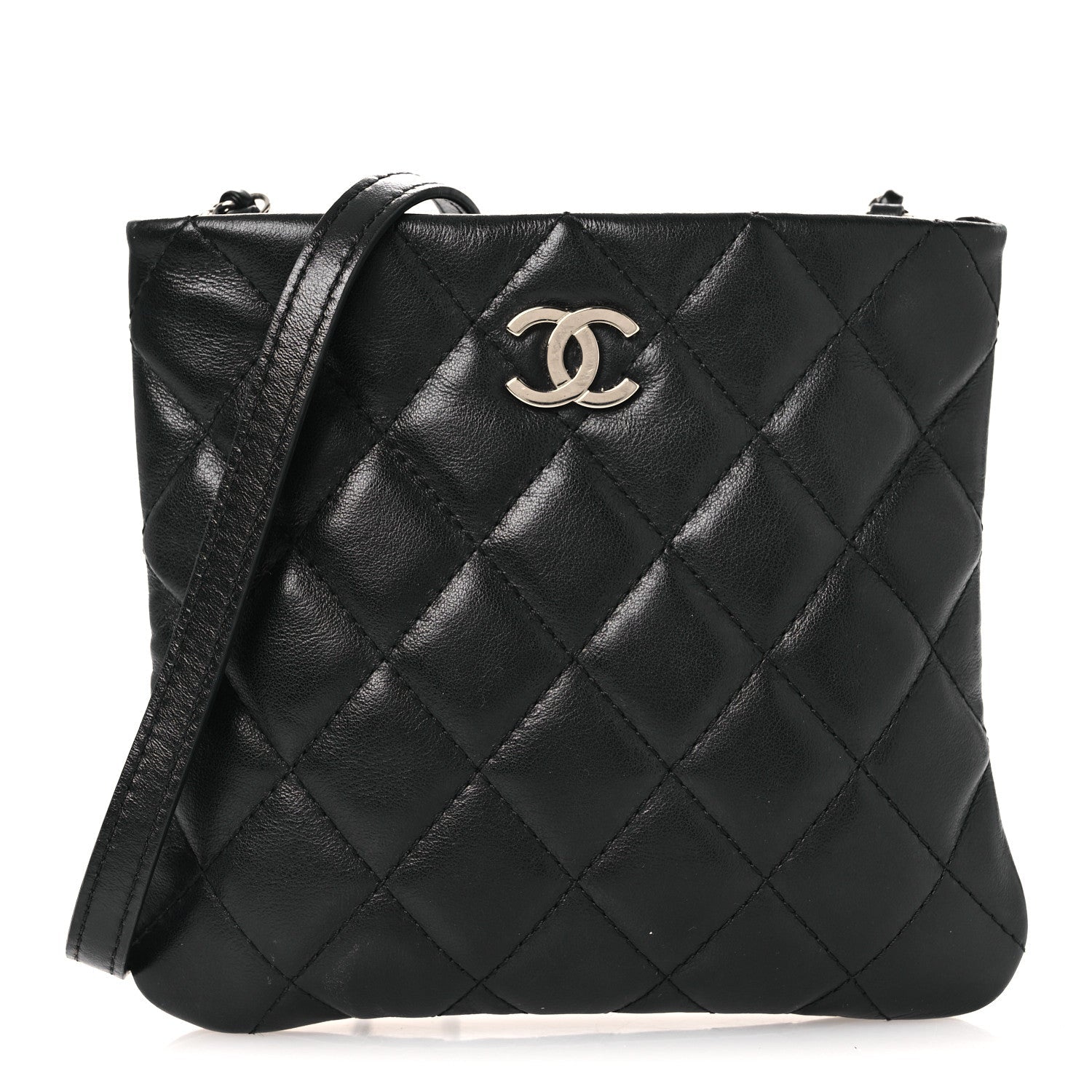 Calfskin Quilted Crossbody Bag Black