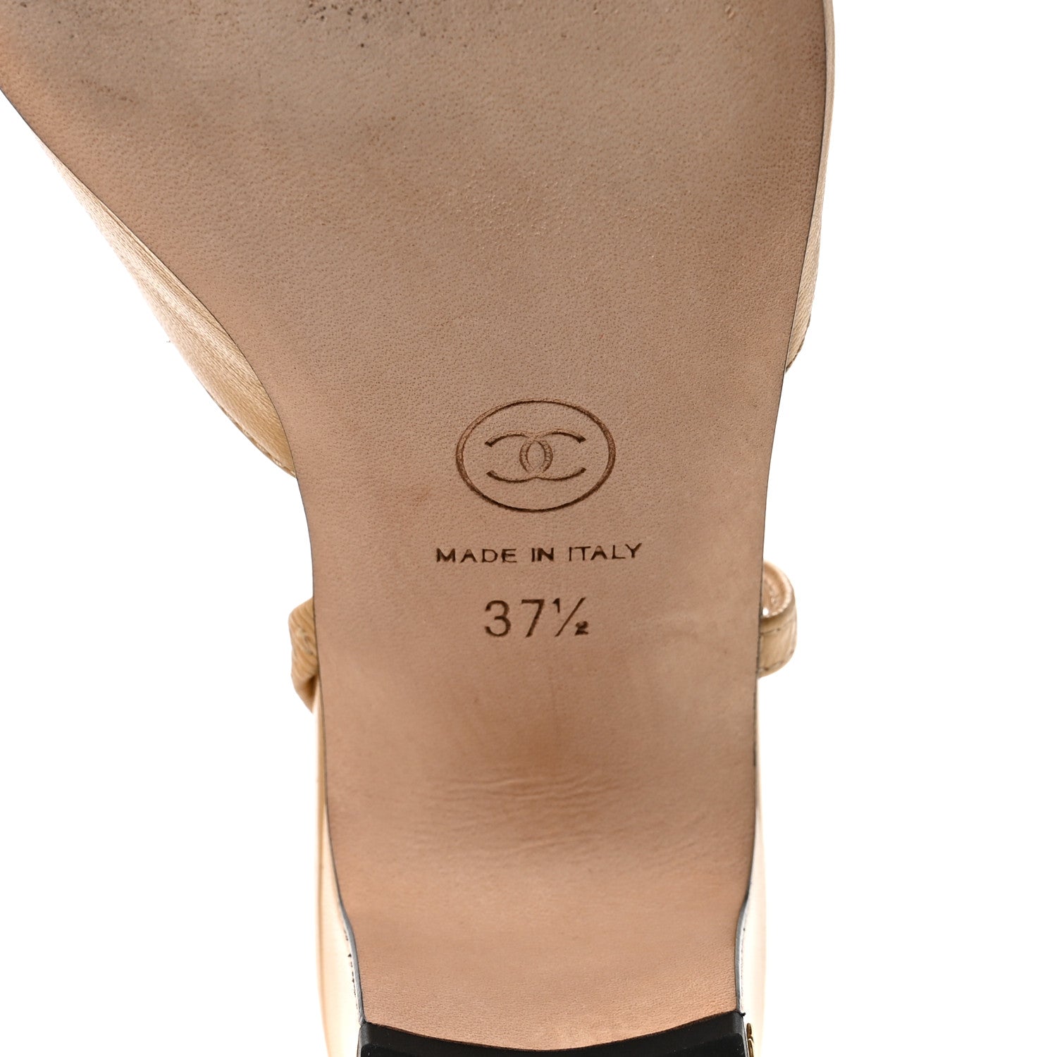Goatskin Grosgrain Cap Toe CC Slingback Pumps 37.5 Beige Black